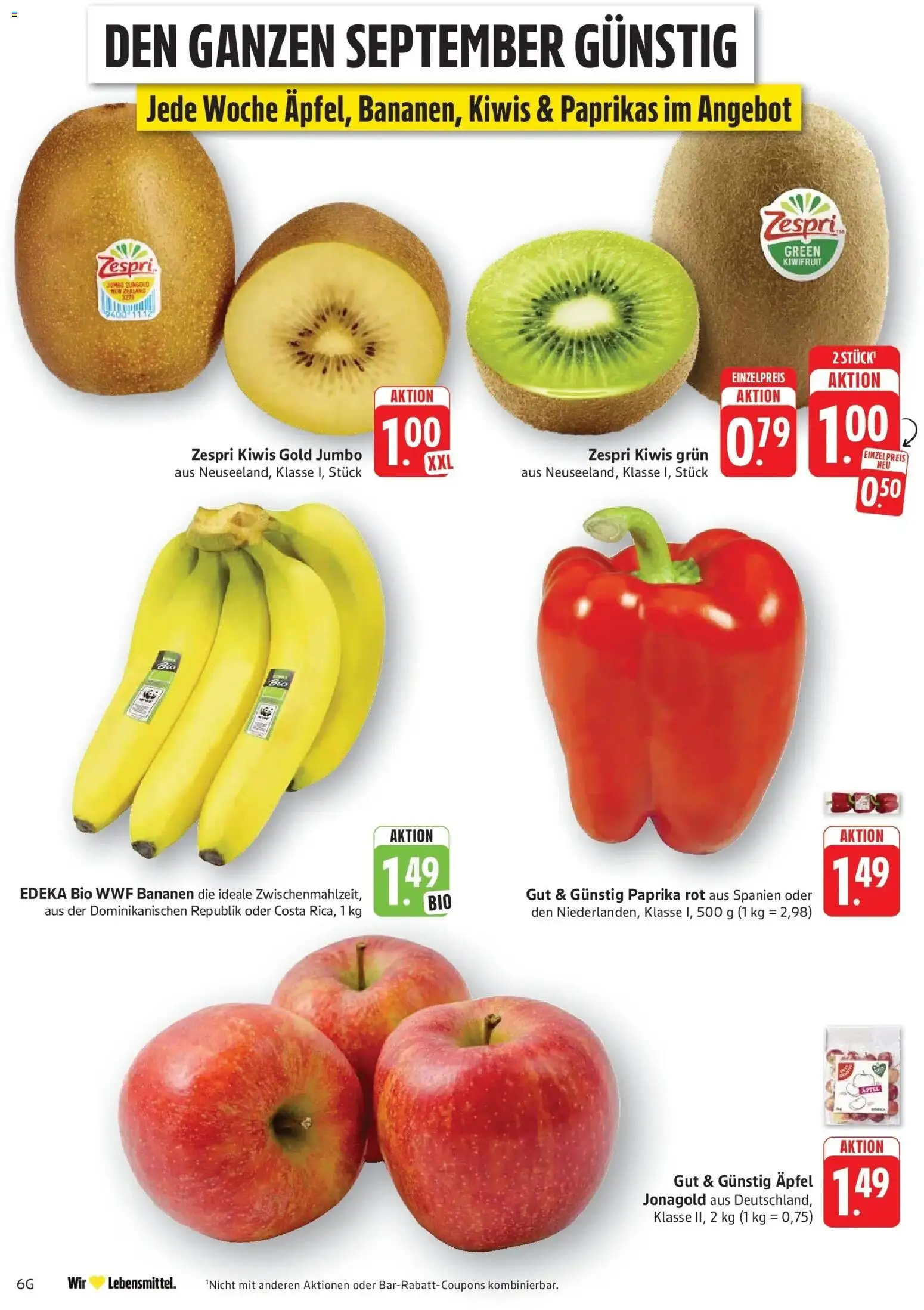 Edeka Prospekt Eislingen (ab 14.09.2026) » Angebote Online | Seite: 6 | Produkte: Paprika rot, Äpfel, Bananen, Paprika
