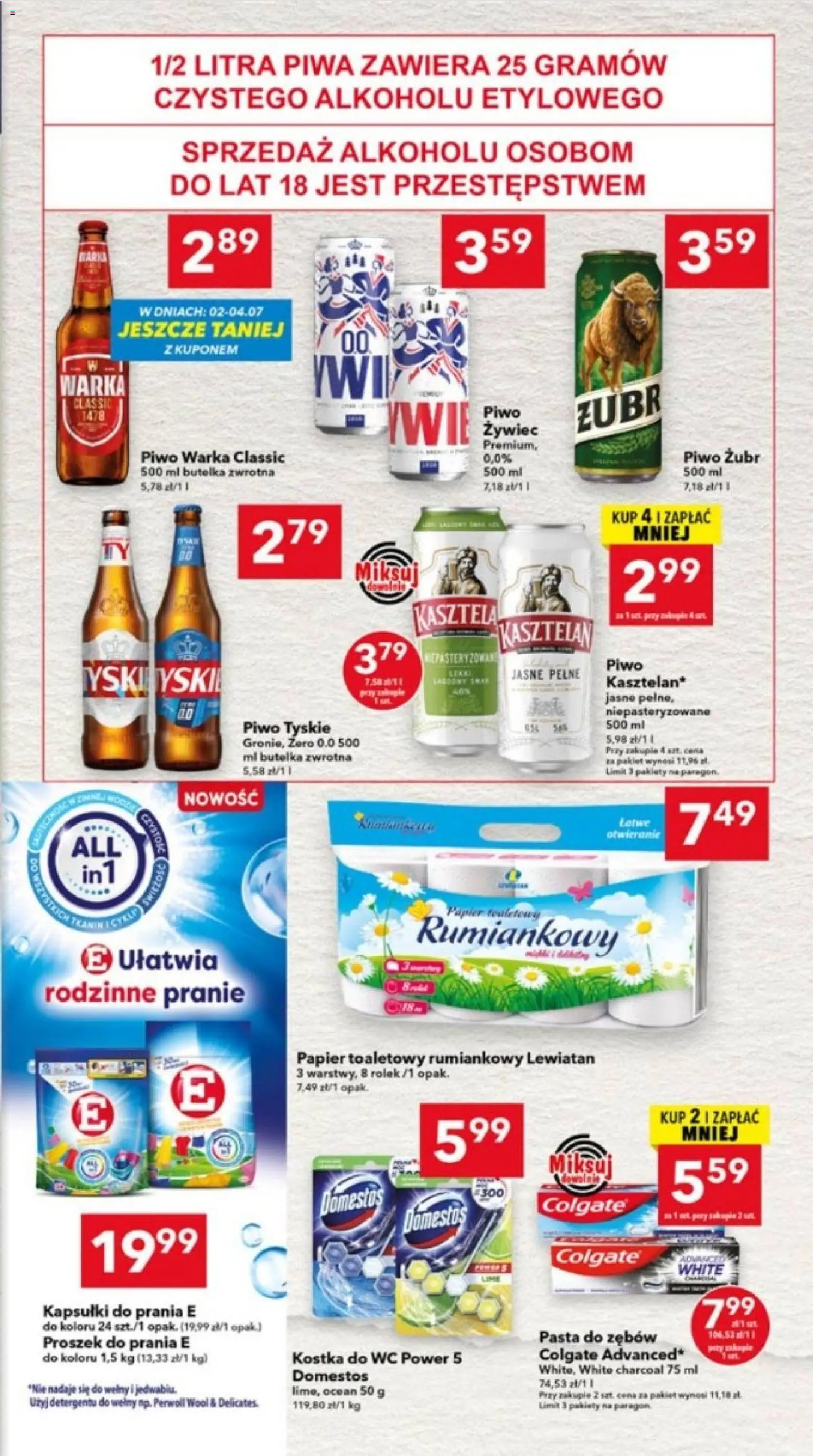 Lewiatan gazetka - Lublin od 02.07.2026 | Strona: 7 | Produkty: Piwo żubr, Piwo Warka, Domestos, Pasta do zębów