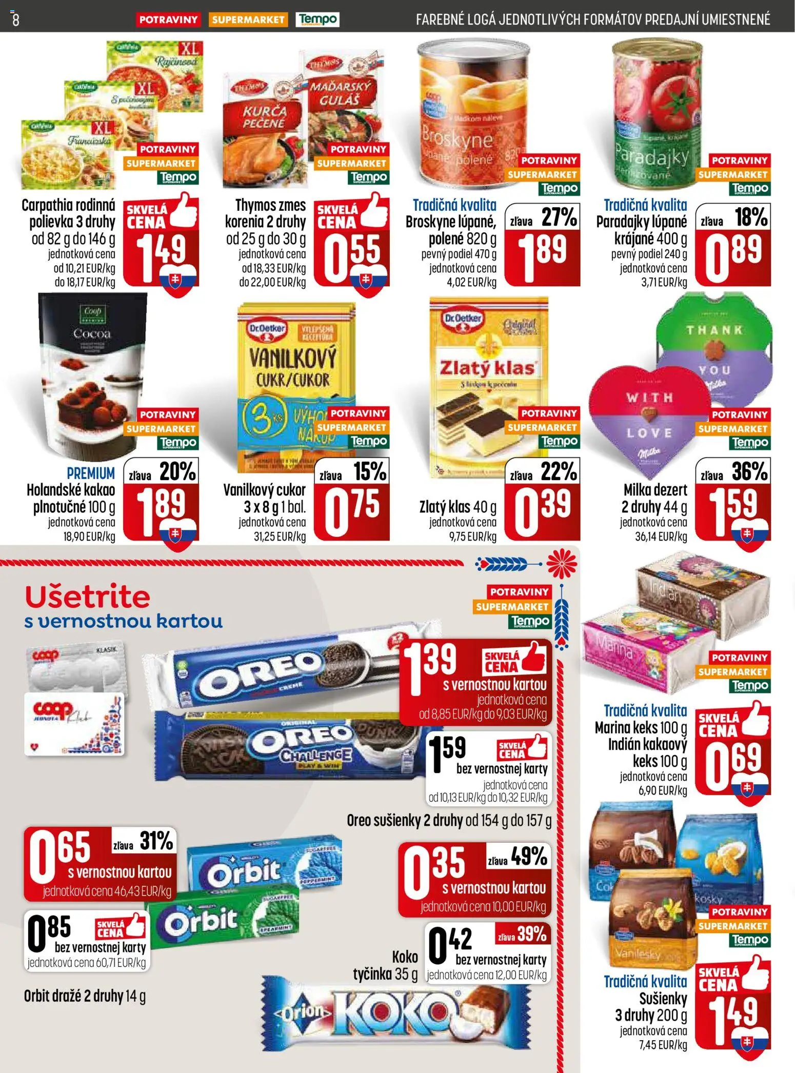 Nové COOP Jednota akcie – leták je platný od 21.05.2026 | Strana: 8 | Produkty: Paradajky, Vanilkový cukor, Zlatý klas, Milka