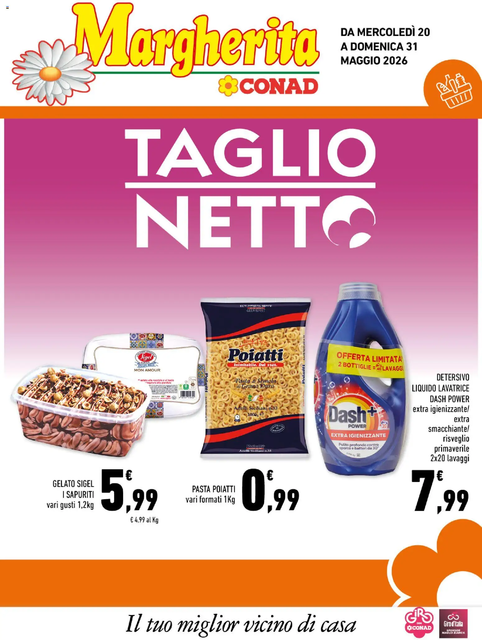 Volantino Conad del 20.05.2026 | Pagina: 1 | Prodotti: Gelato, Pasta, Lavatrice