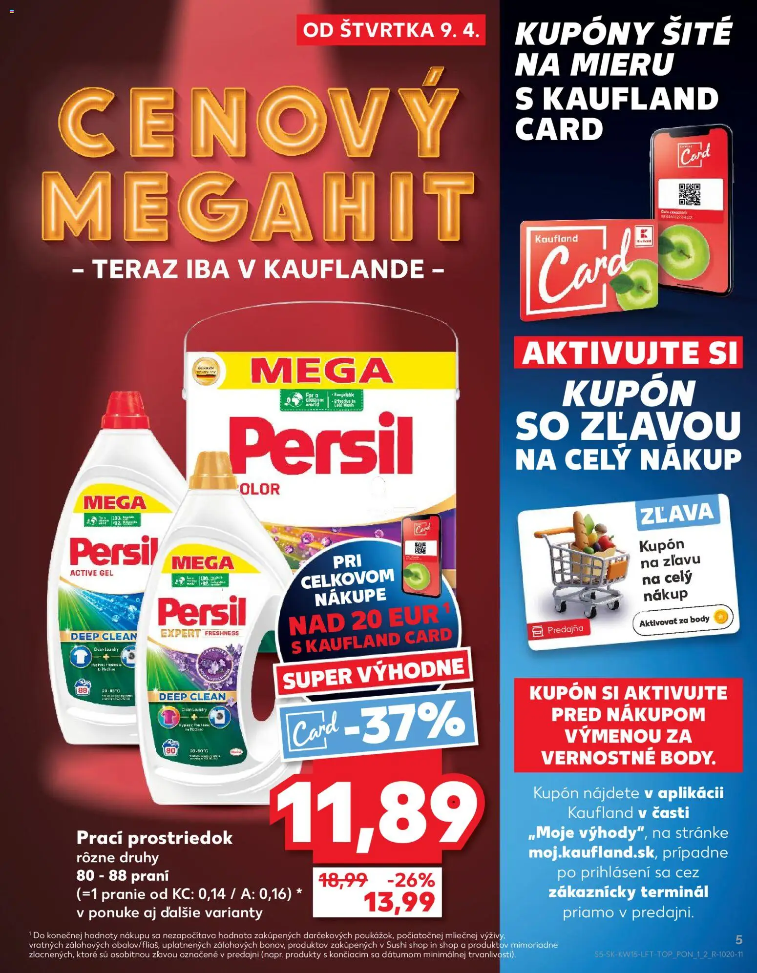Nové Kaufland akcie – leták je platný od 09.04.2026 | Strana: 5 | Produkty: Persil, Sushi