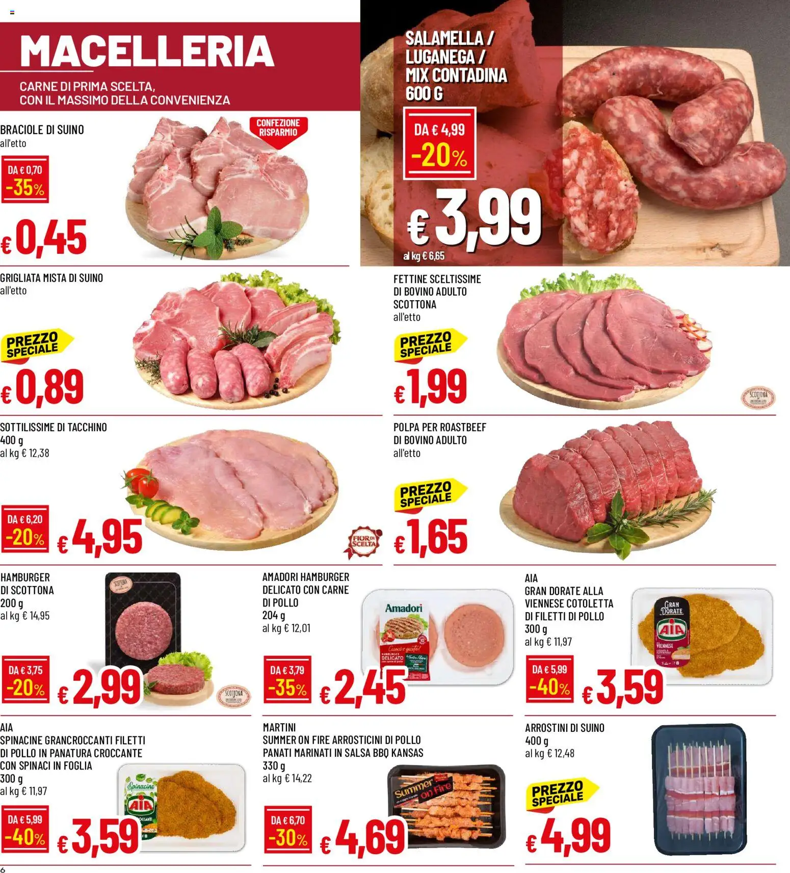 Volantino Galassia del 11/06/2026 | Pagina: 6 | Prodotti: Bovino, Salamella, Tacchino, Hamburger