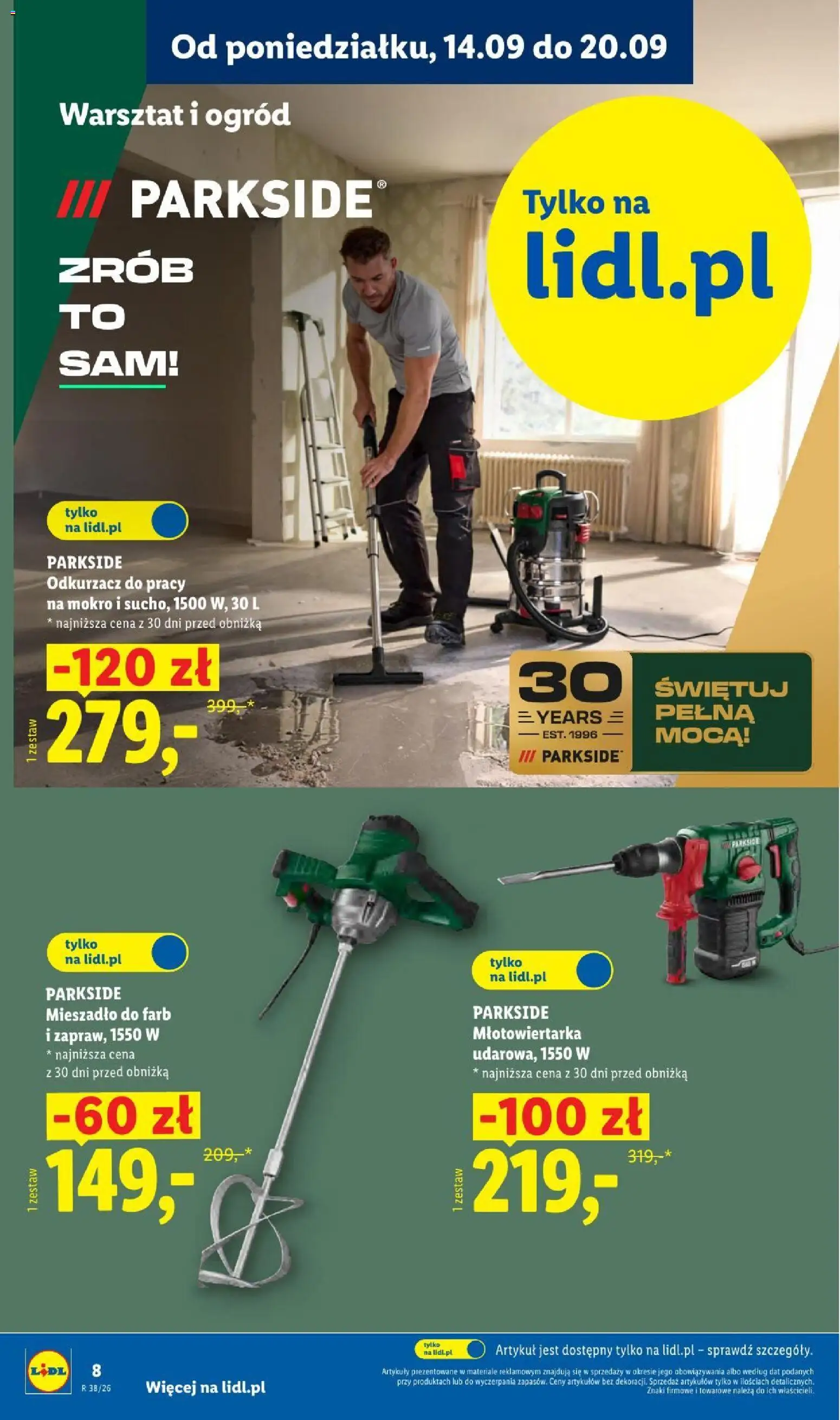 Lidl Katalog od 14.09.2026 | Strona: 8 | Produkty: Młotowiertarka, Odkurzacz, Cleaner