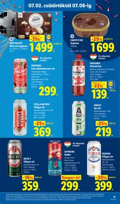 ARGUS Ipa sör, Alkoholtartalom: 4,9%, +50 Ft betétdíj, 0,5 l; 1 l = 438 Ft - amely érvényes a következő dátumtól: 2026.07.02. | Oldal: 17