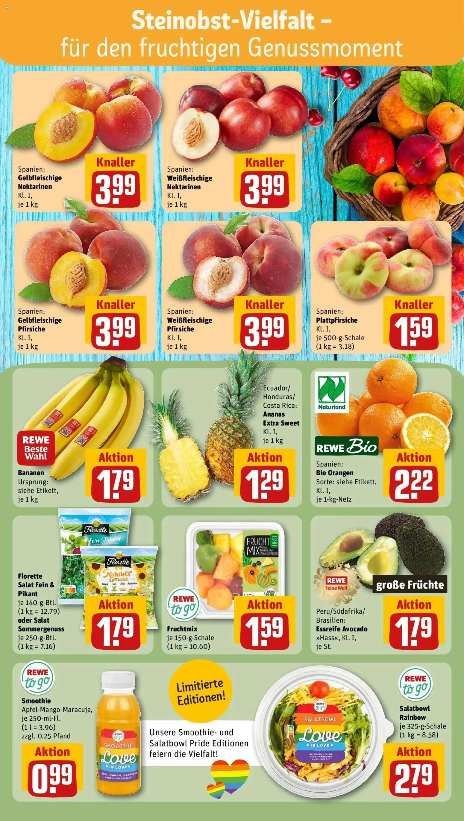Rewe Prospekt Göttingen – gültig ab 08.06.2026 | Seite: 6 | Produkte: Nektarinen, Bananen, Ananas, Salat