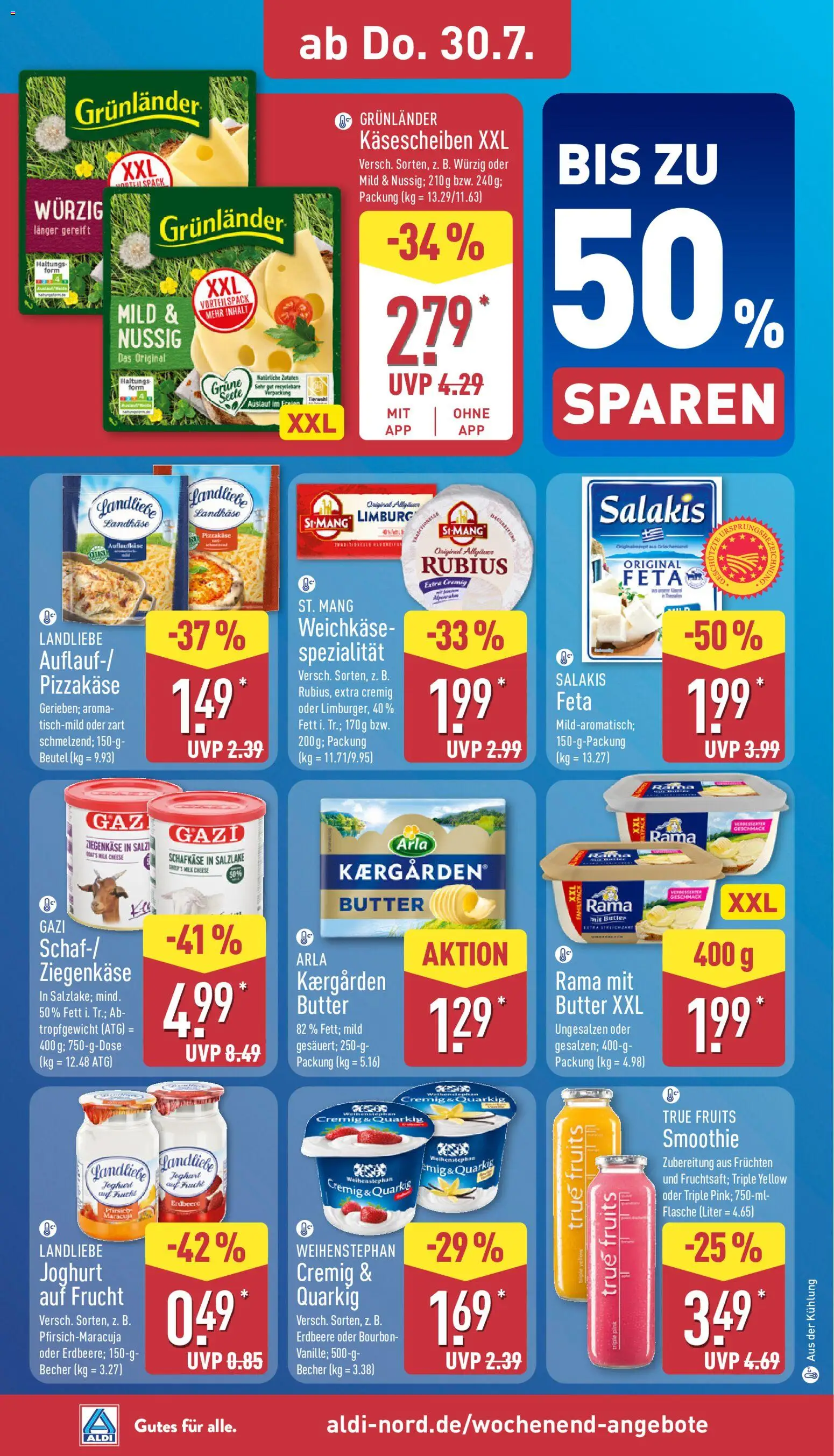 Aldi Prospekt – gültig ab 27.07.2026 | Seite: 34 | Produkte: Margarine, Joghurt, Ziegenkäse, Salakis
