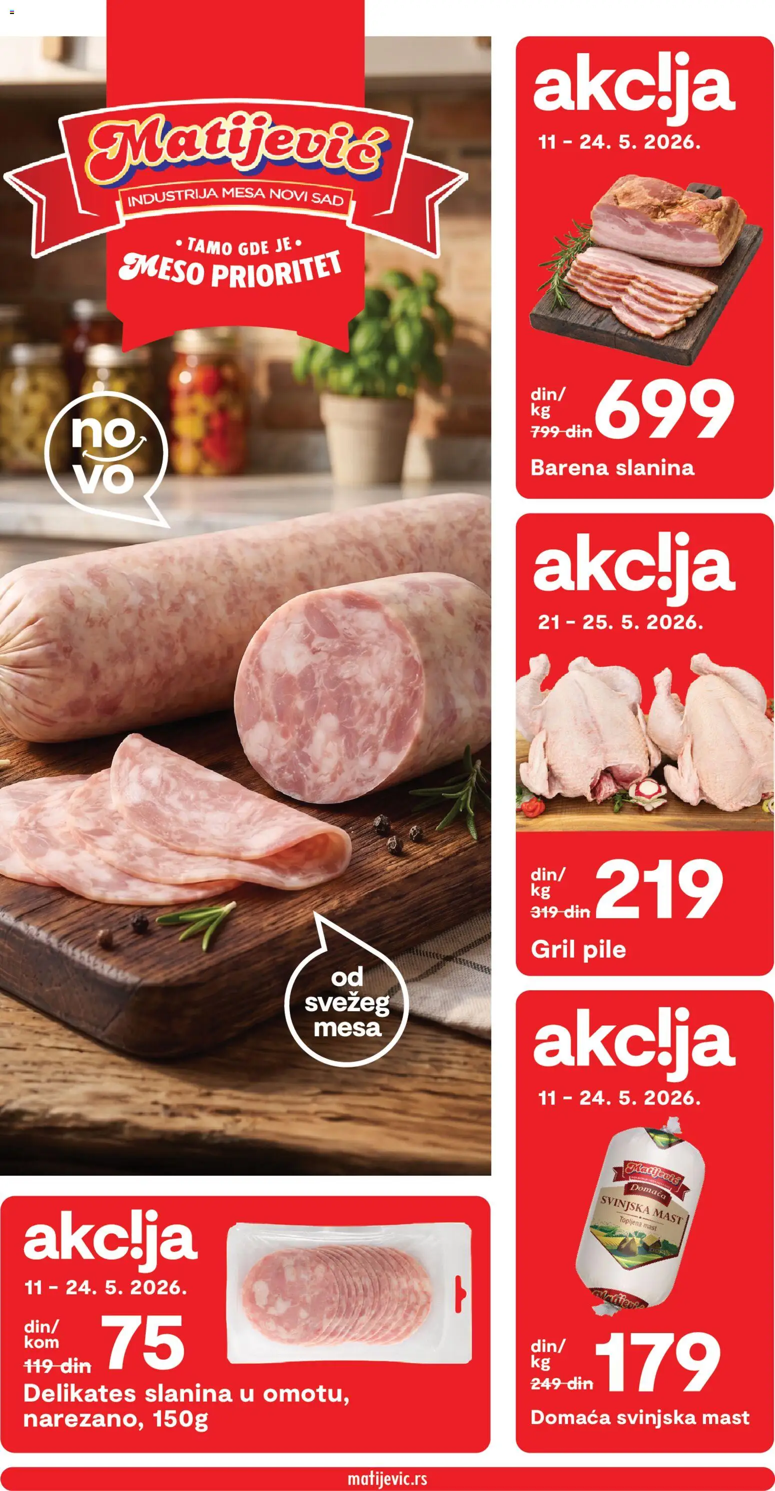 Matijevic katalog - važi od 11.05.2026 | Strana: 1 | Proizvode: Mast, Pile, Svinjska mast, Slanina