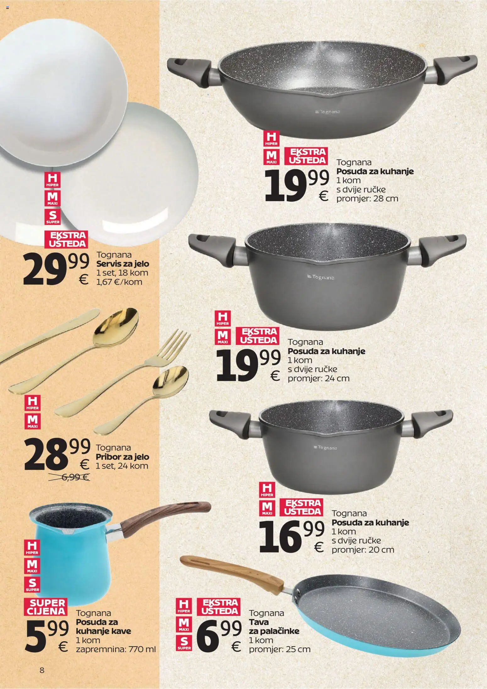 Tommy katalog | vrijedi od 15.06.2026 | Stranica: 8 | Proizvodi: Tognana, Tava, Pribor za jelo