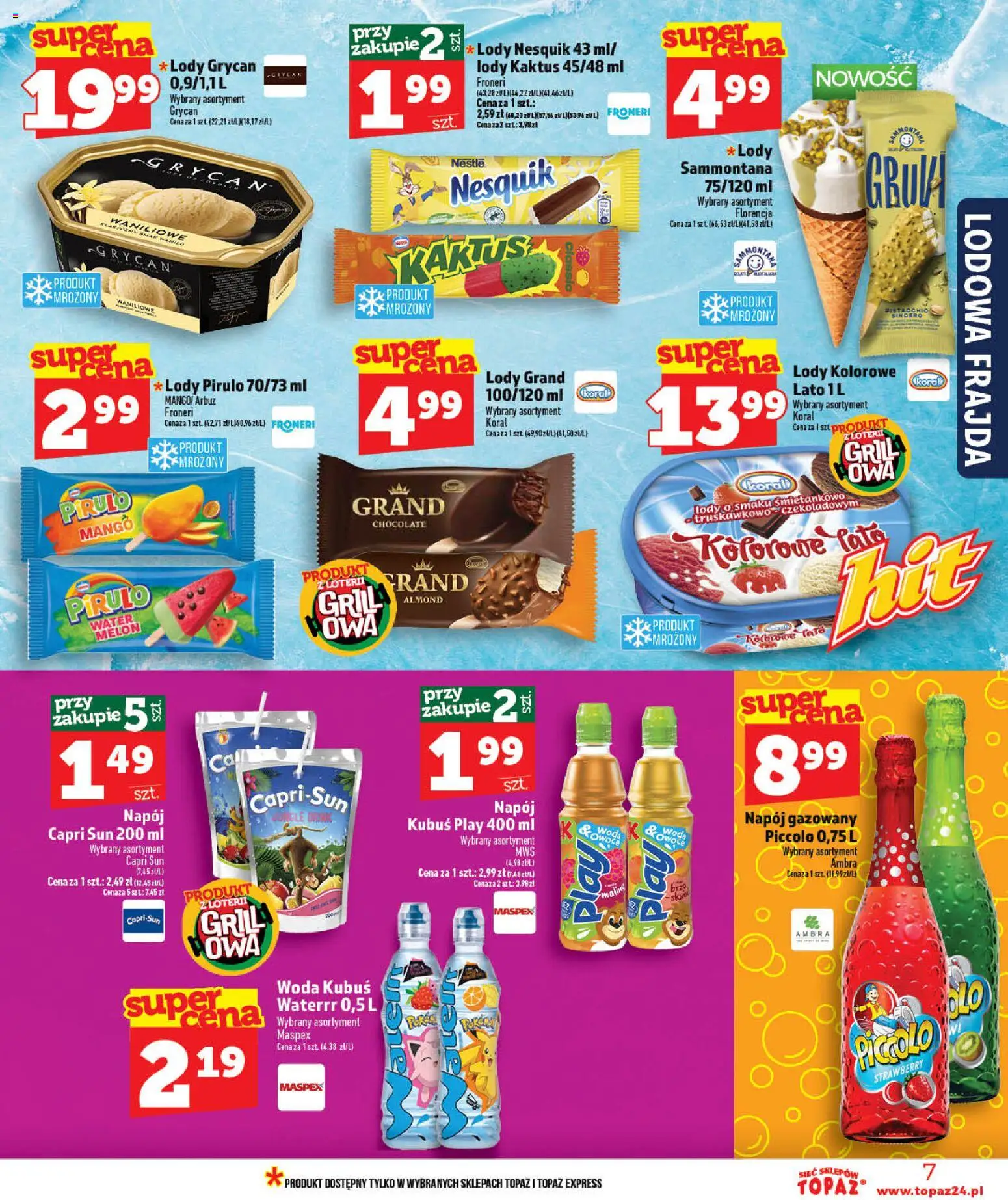 Topaz gazetka - MAZ od 28.05.2026 | Strona: 7 | Produkty: Mango, Arbuz, Grill, Lody