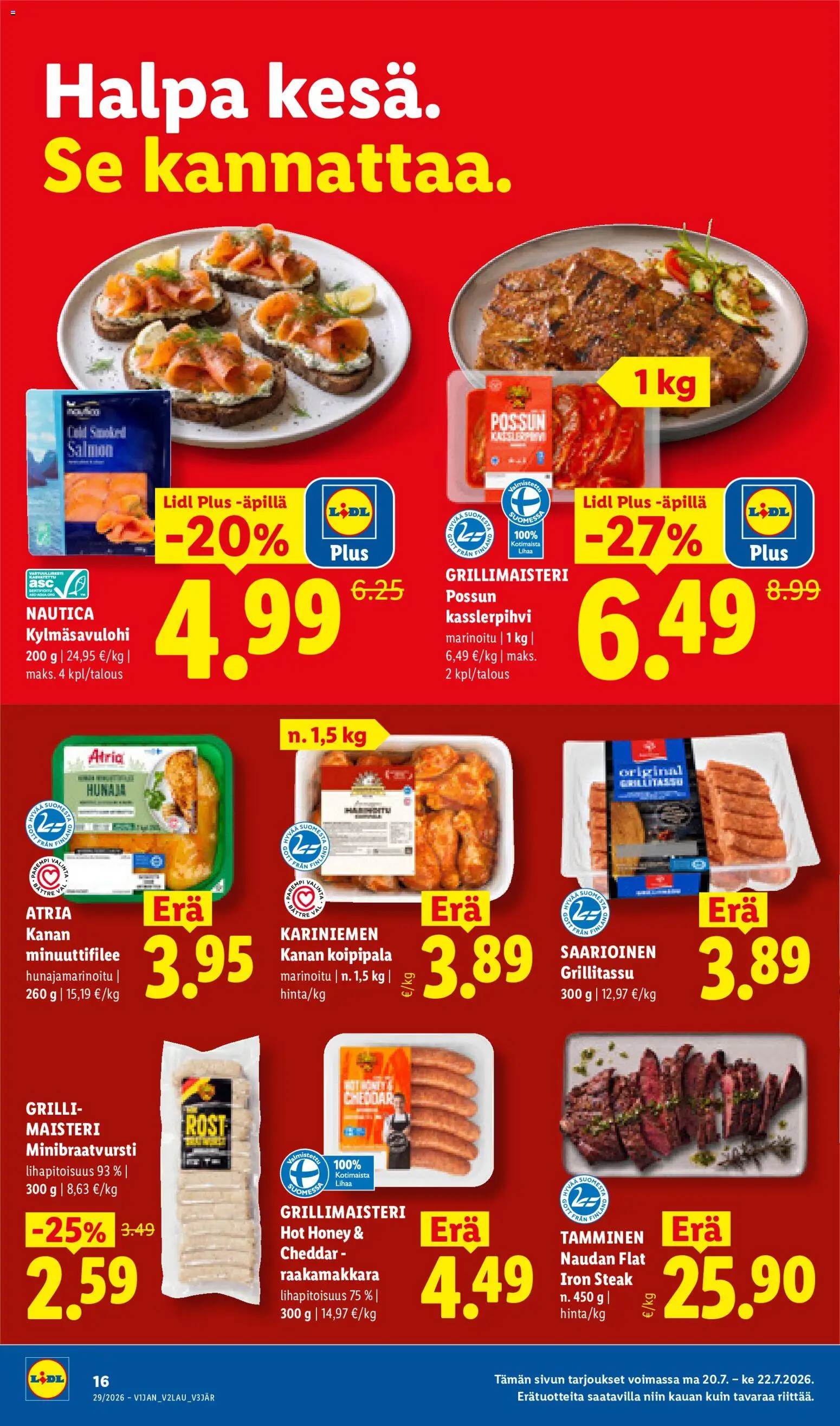 Lidl tarjoukset – voimassa 16/07/2026 alkaen | Sivu: 24 | Tuotteet: Grilli, Cheddar, Hunaja