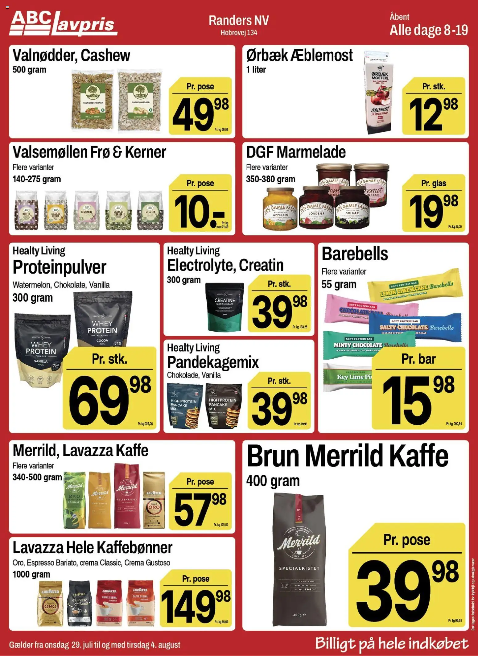 Abc Lavpris tilbudsavis – gyldig fra 29/07/2026 | Side: 10 | Produkter: Kaffe, Jordbær, Lime, Marmelade
