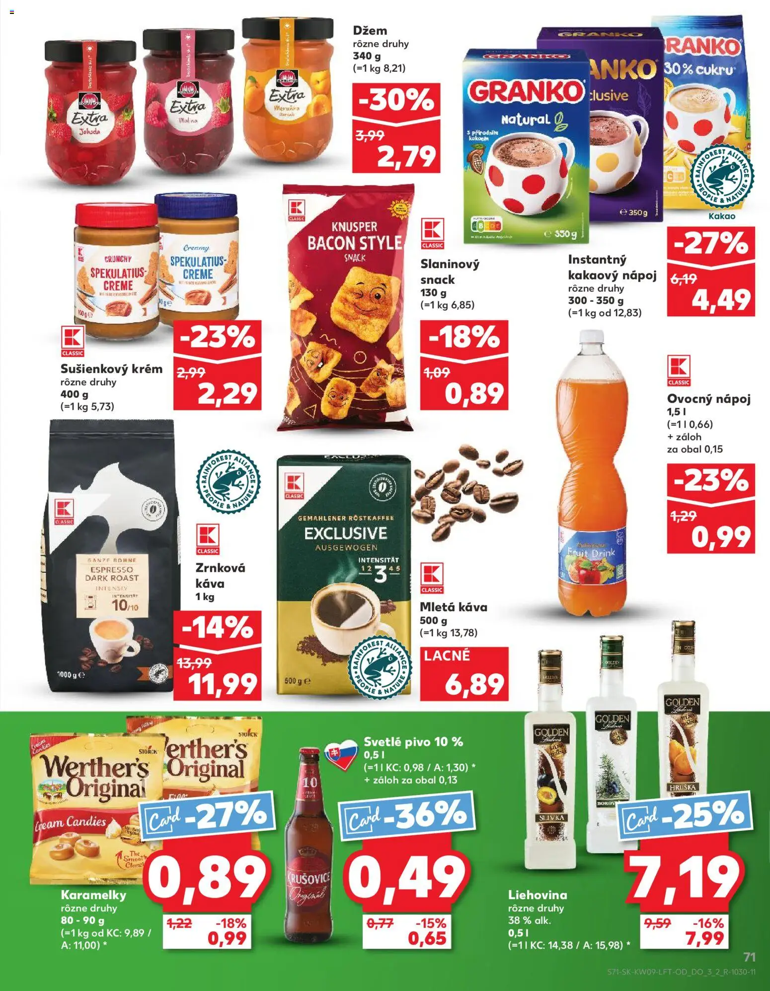Nové Kaufland akcie – leták je platný od 26.02.2026 | Strana: 71 | Produkty: Džem, Pivo, Krušovice, Zrnková káva