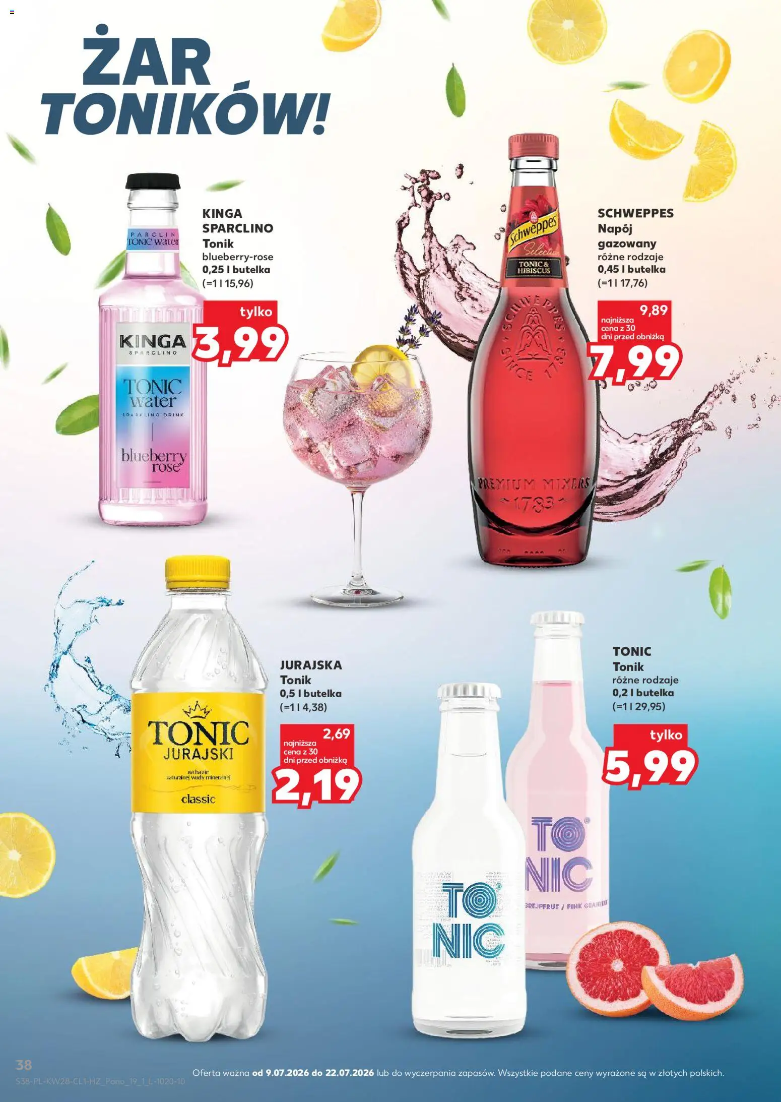 Kaufland Polsko leták - Barek od 09.07.2026 | Strana: 38 | Produkty: Tonic Water, Tonic