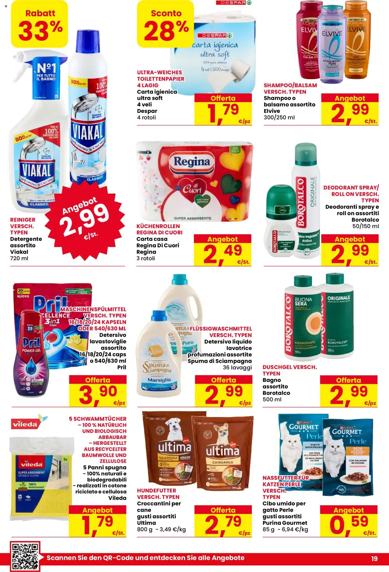 Volantino Despar del 17/09/2026 | Pagina: 19 | Prodotti: Carta igienica, Detergente, Pesce, Lavastoviglie