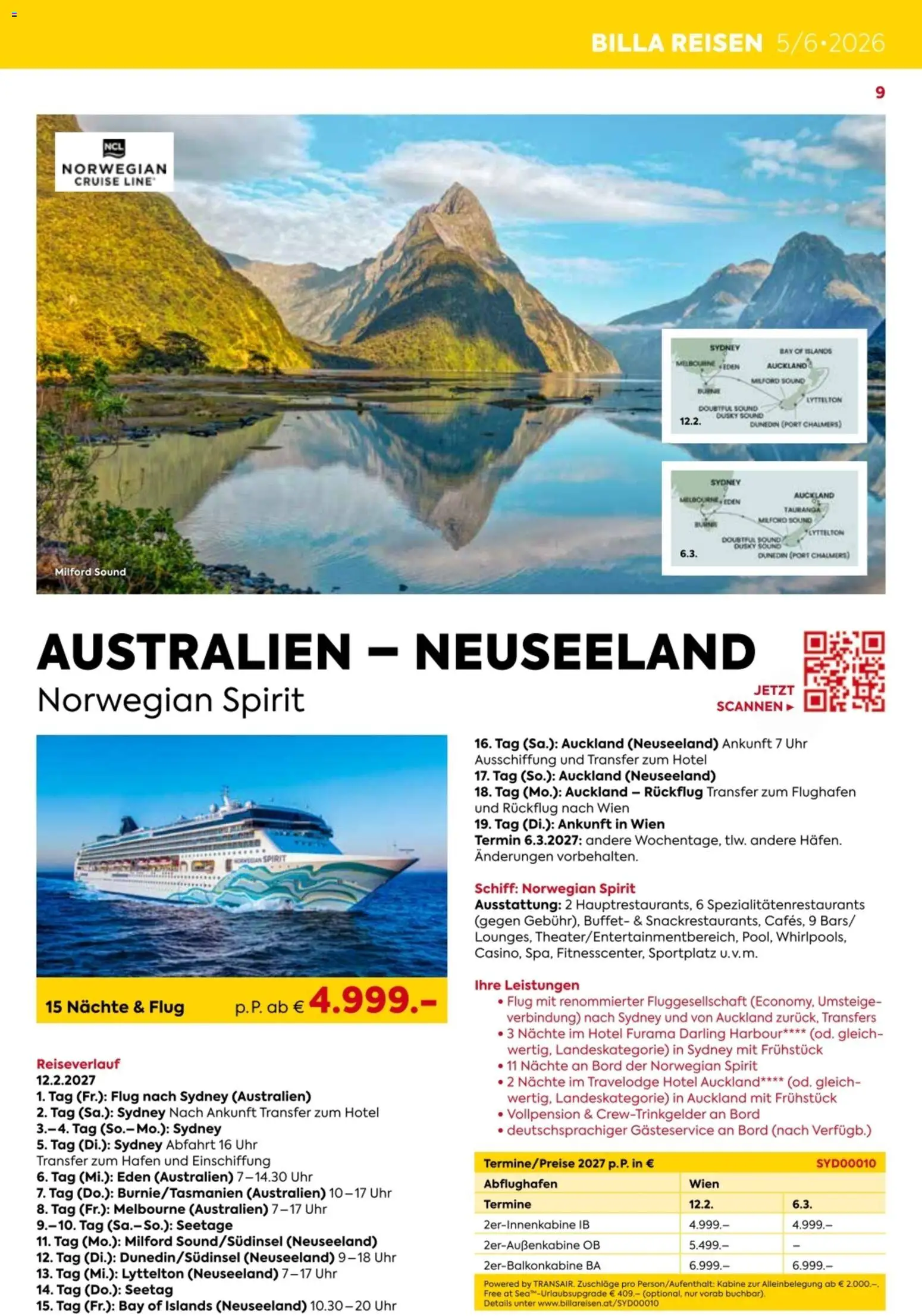 Billa - Billa Reise Kreuzfahrten Rundreise Erlebnisreisen gültig ab 18.05.2026 | Seite: 9