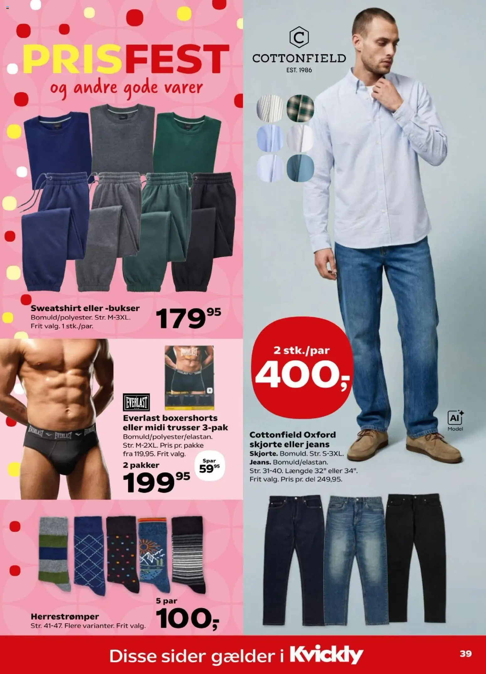 Kvickly tilbudsavis – gyldig fra 14/08/2026 | Side: 43 | Produkter: Skjorte, Shorts, Briefs, Jeans