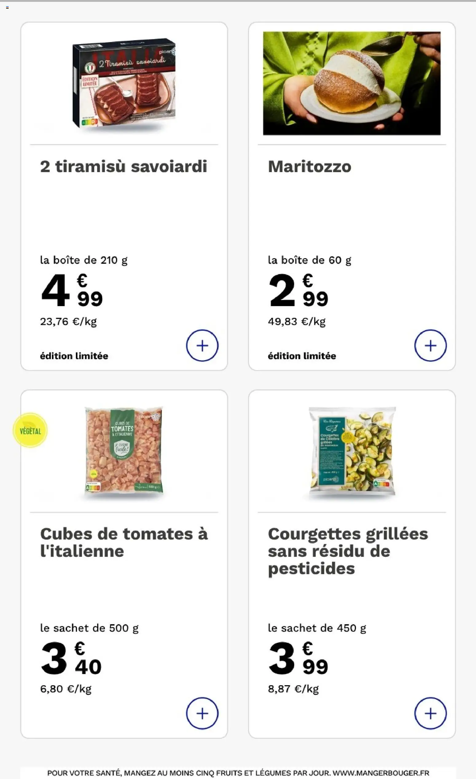 {H1} | Page: 7 | Produits: Tiramisu, Fruits, Tomates
