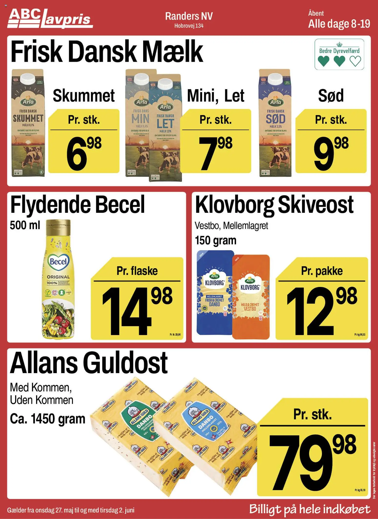 Abc Lavpris tilbudsavis – gyldig fra 27.05.2026 | Side: 3 | Produkter: Mælk, Skiveost