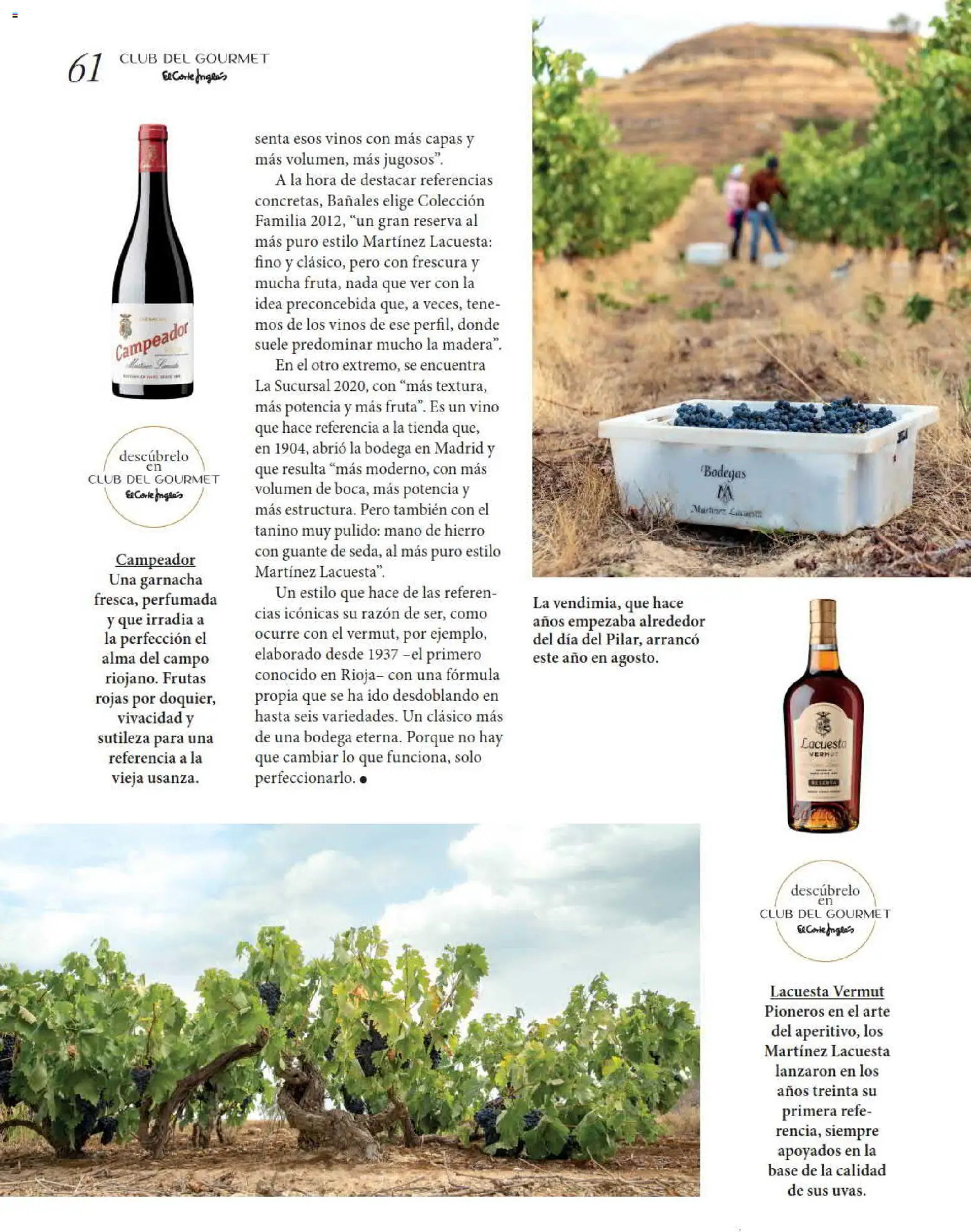 El Corte Inglés Gourmet Magazine │ válido desde el 01/10/2026 | Página: 61 | Productos: Vermut, Vino