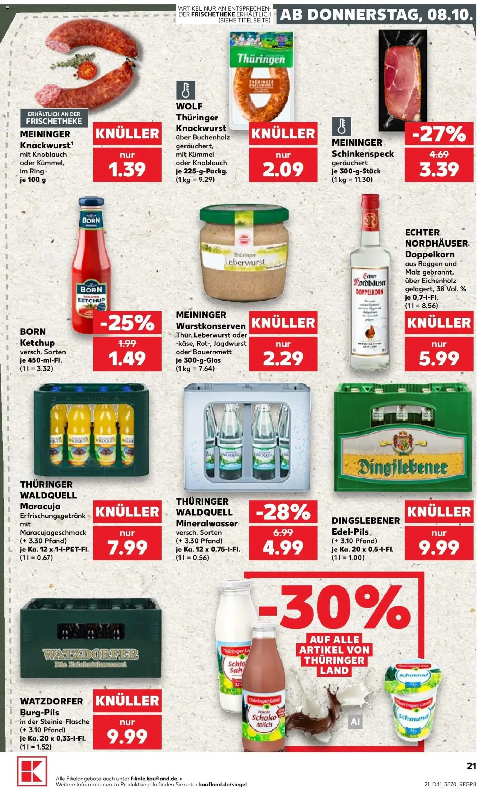 Prospekt Kaufland ab 08.10.2026 » Angebote Online zum Blättern | Seite: 21 | Produkte: Milch, Mineralwasser, Knoblauch, Ketchup