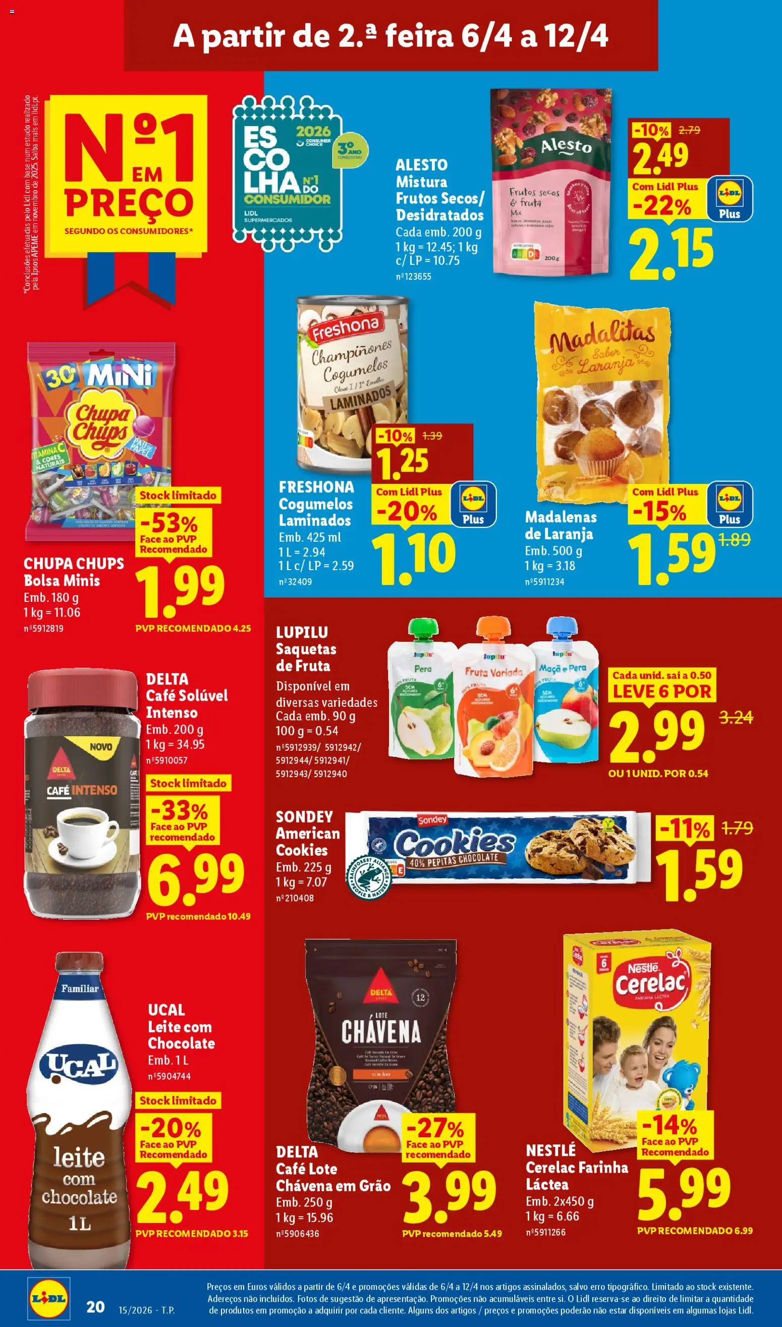Lidl folheto │ válido de 06.04.2026 | Página: 20 | Produtos: Café solúvel, Leite, Maça, Chocolate