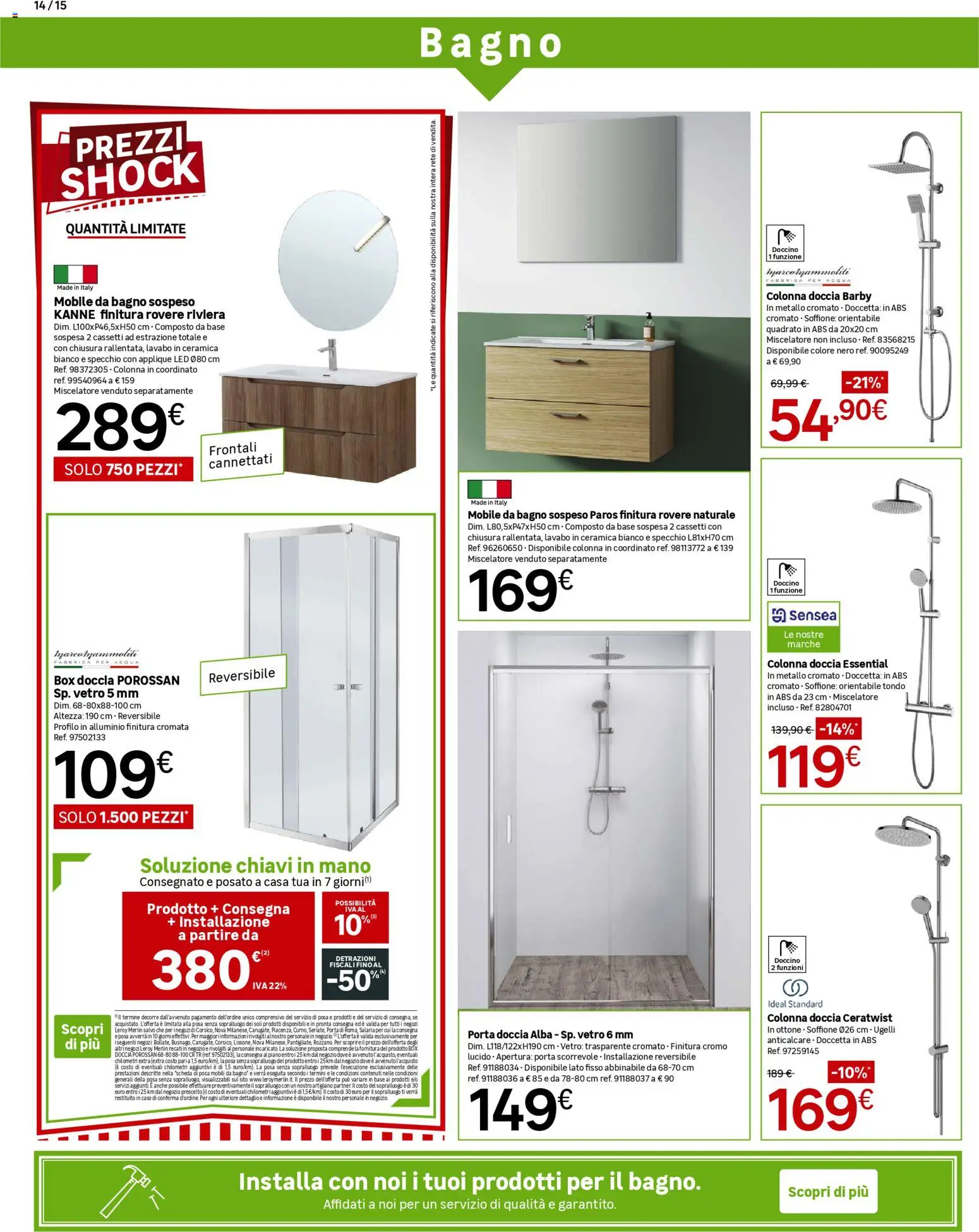 Volantino Leroy Merlin del 08.04.2026 | Pagina: 14 | Prodotti: Mobile, Acqua, Doccia, Specchio