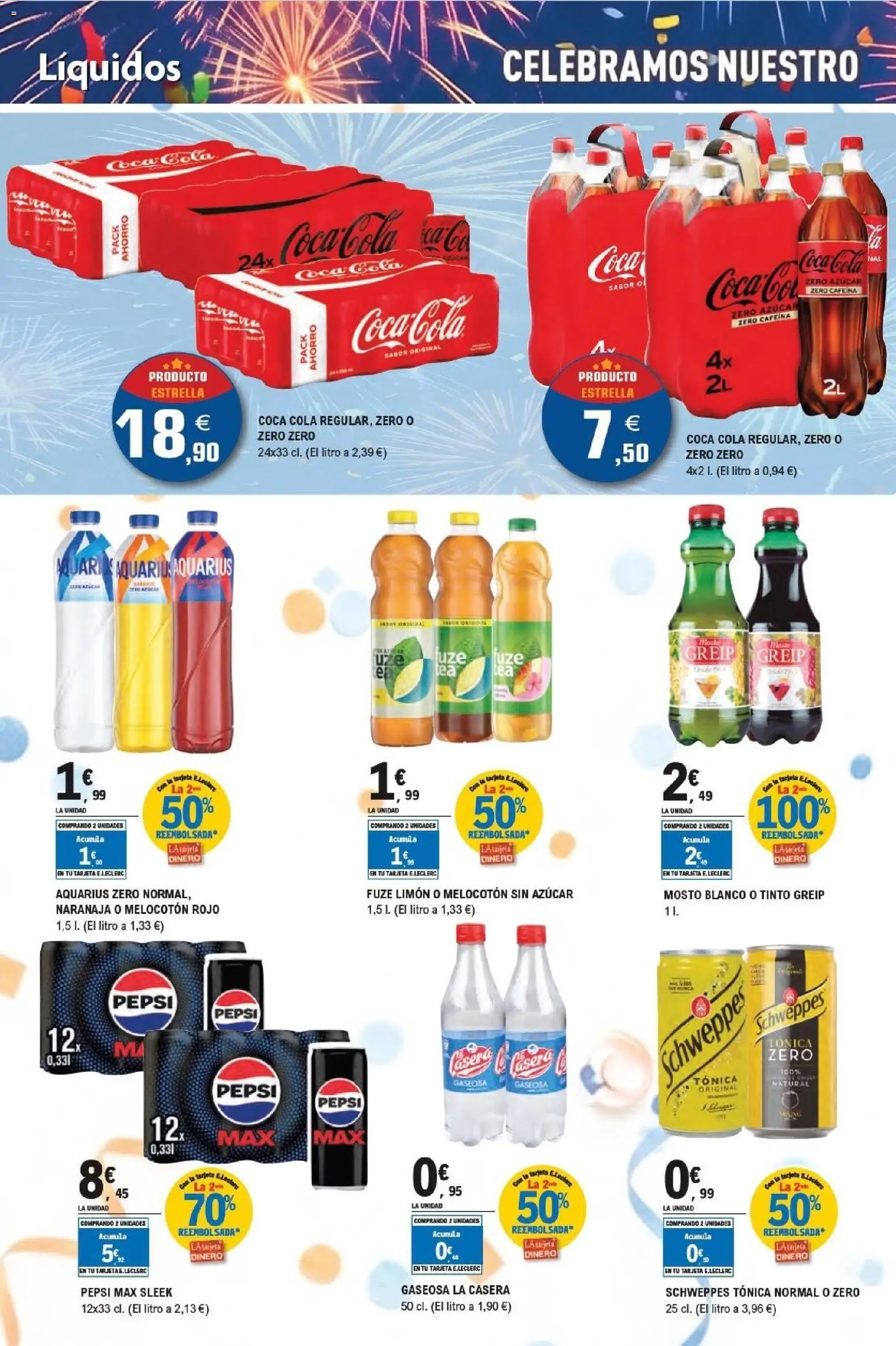 E.Leclerc Aniversario │ válido desde el 13/07/2026 | Página: 14 | Productos: Melocotón rojo, Gaseosa