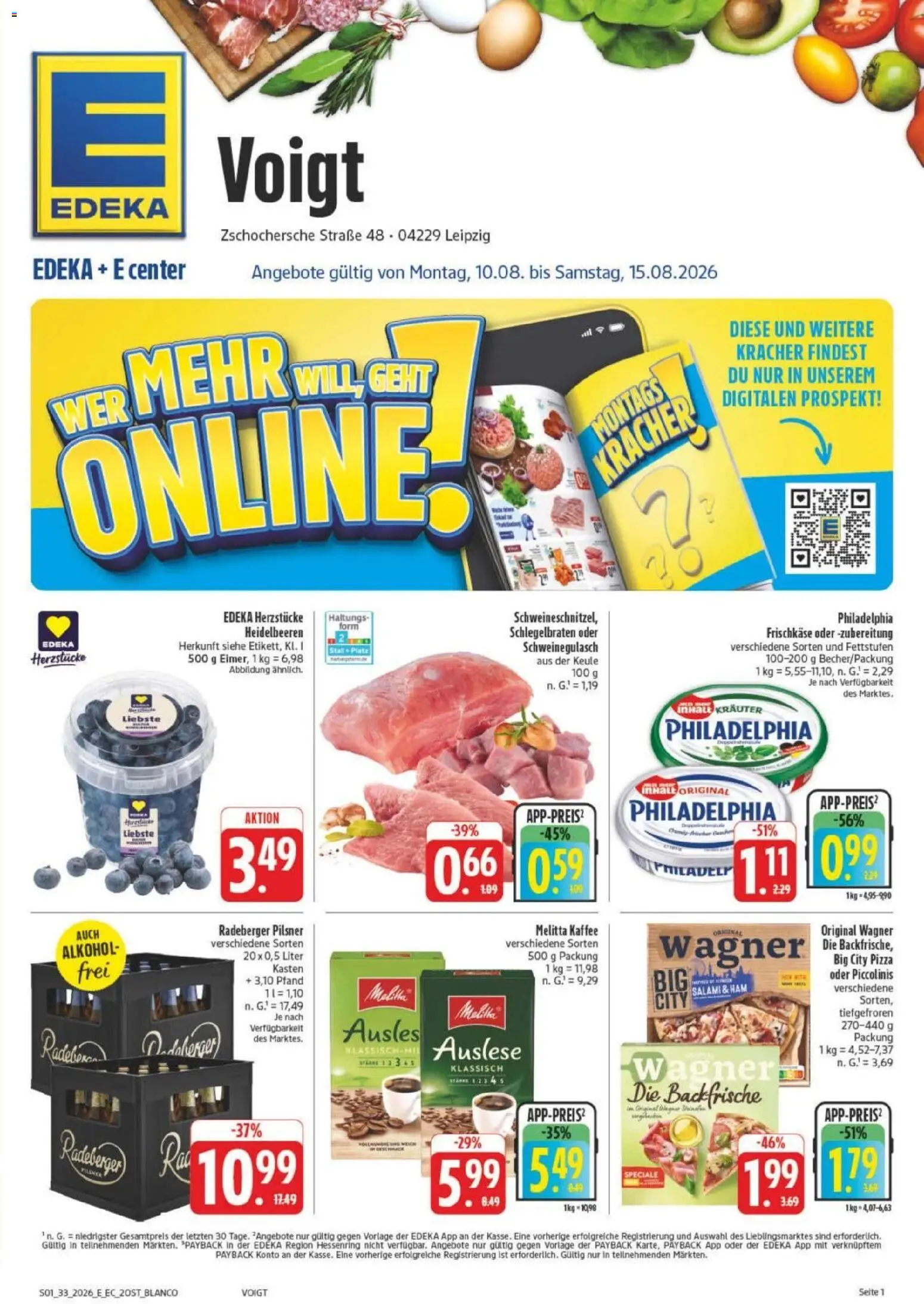 Edeka Prospekt Leipzig – gültig ab 10.08.2026 | Seite: 1 | Produkte: Melitta, Melitta kaffee, Piccolinis, Pizza
