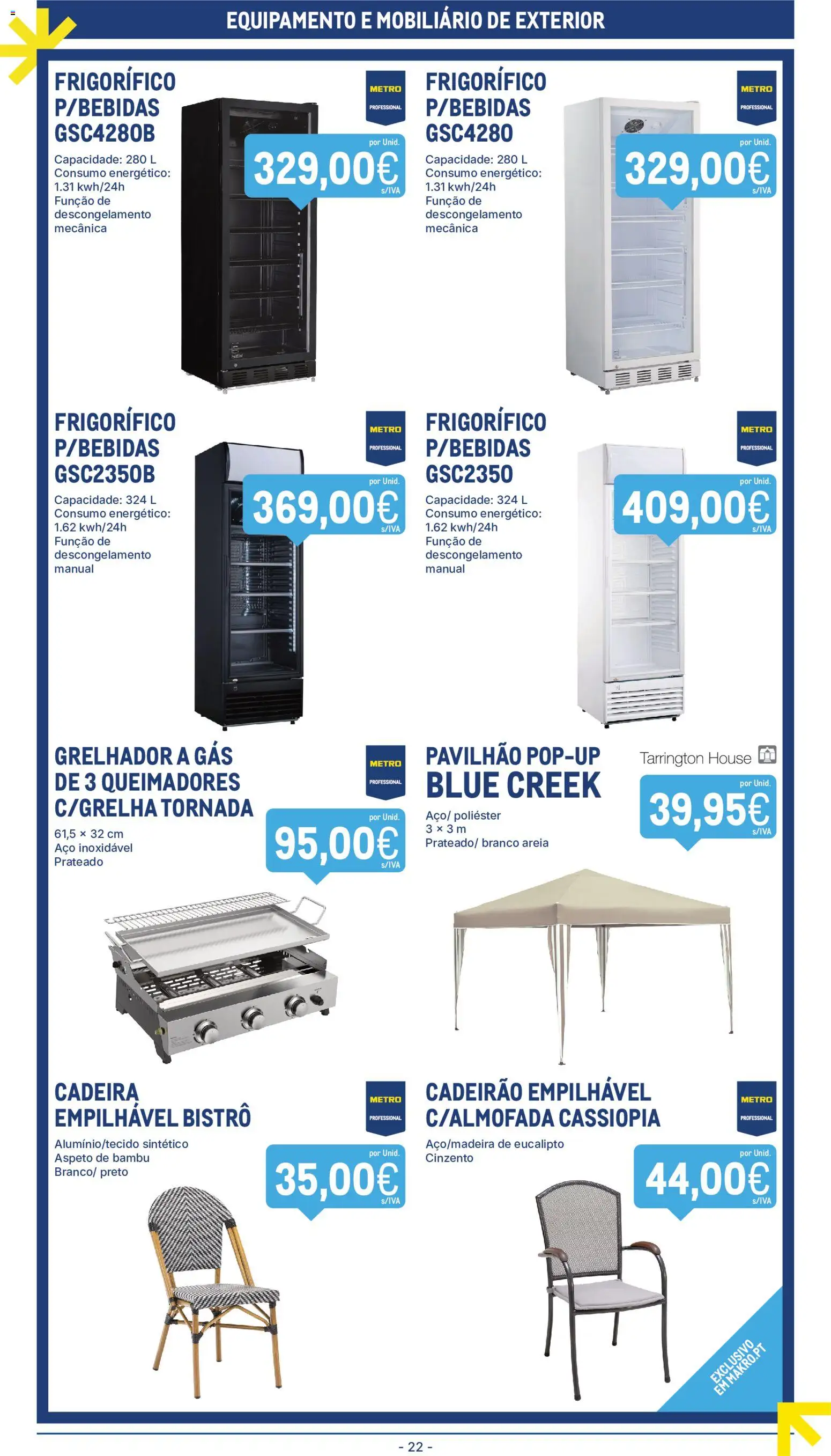 Makro folheto │ válido de 21/07/2026 | Página: 22 | Produtos: Frigorífico, Areia, Cadeira