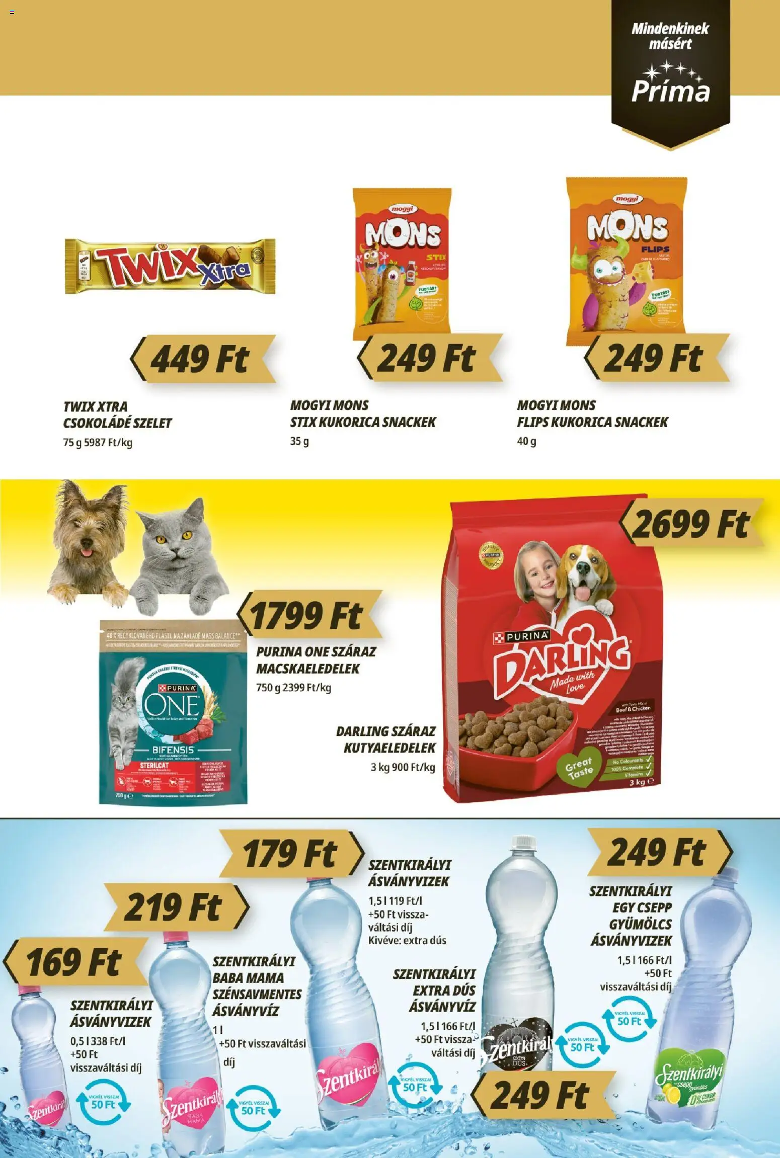 CBA Príma akciós ujság - amely érvényes a következő dátumtól: 14.05.2026 | Oldal: 9 | Termékek: Gyümölcs, Purina one, Csokoládé, Ásványvíz