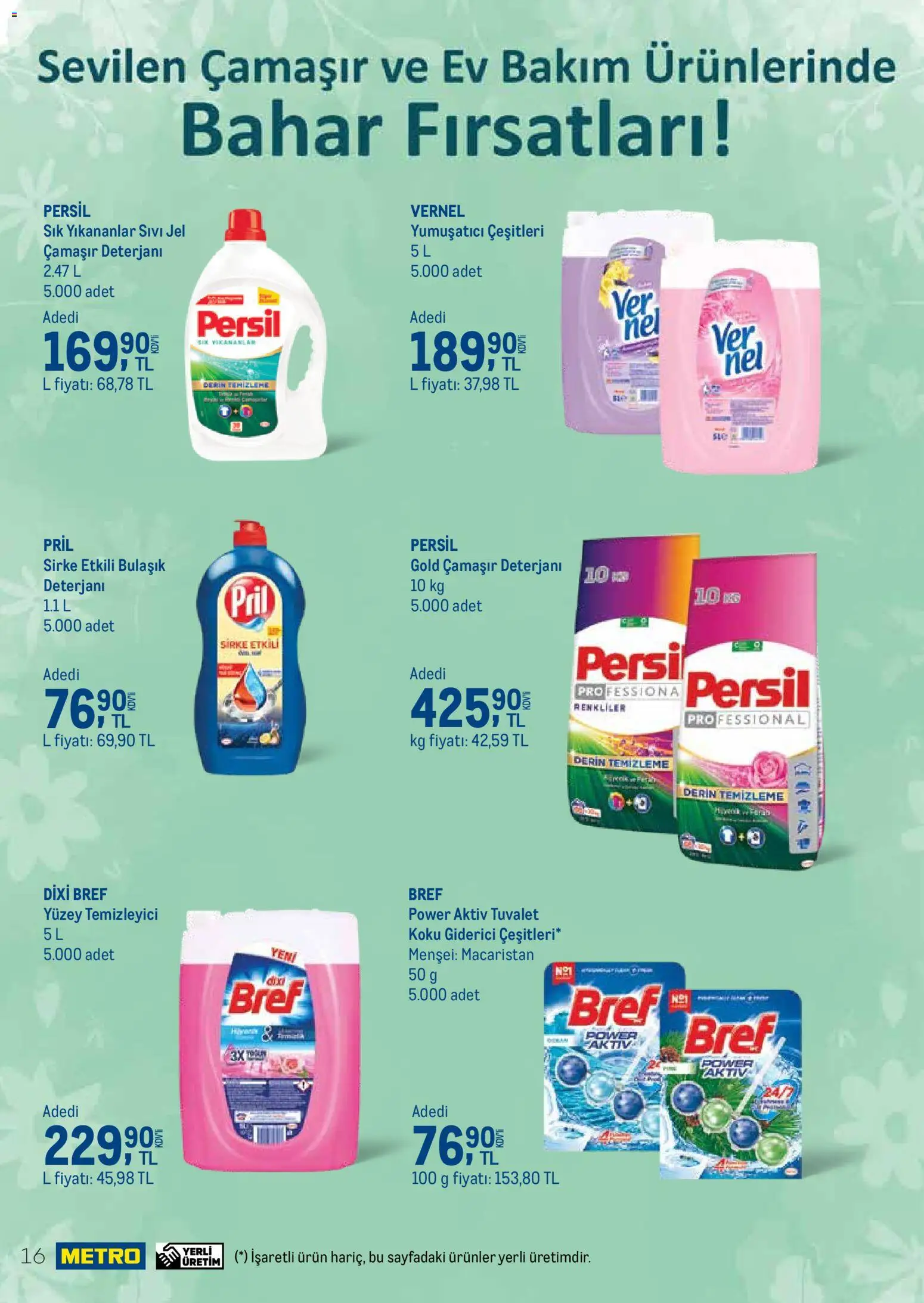 Metro - Temizlik | Kişisel bakım - 01.03.2026 tarihinden itibaren geçerlidir | Sayfa: 16 | Ürünler: Çamaşır deterjanı, Yumuşatıcı, Sirke, Koku