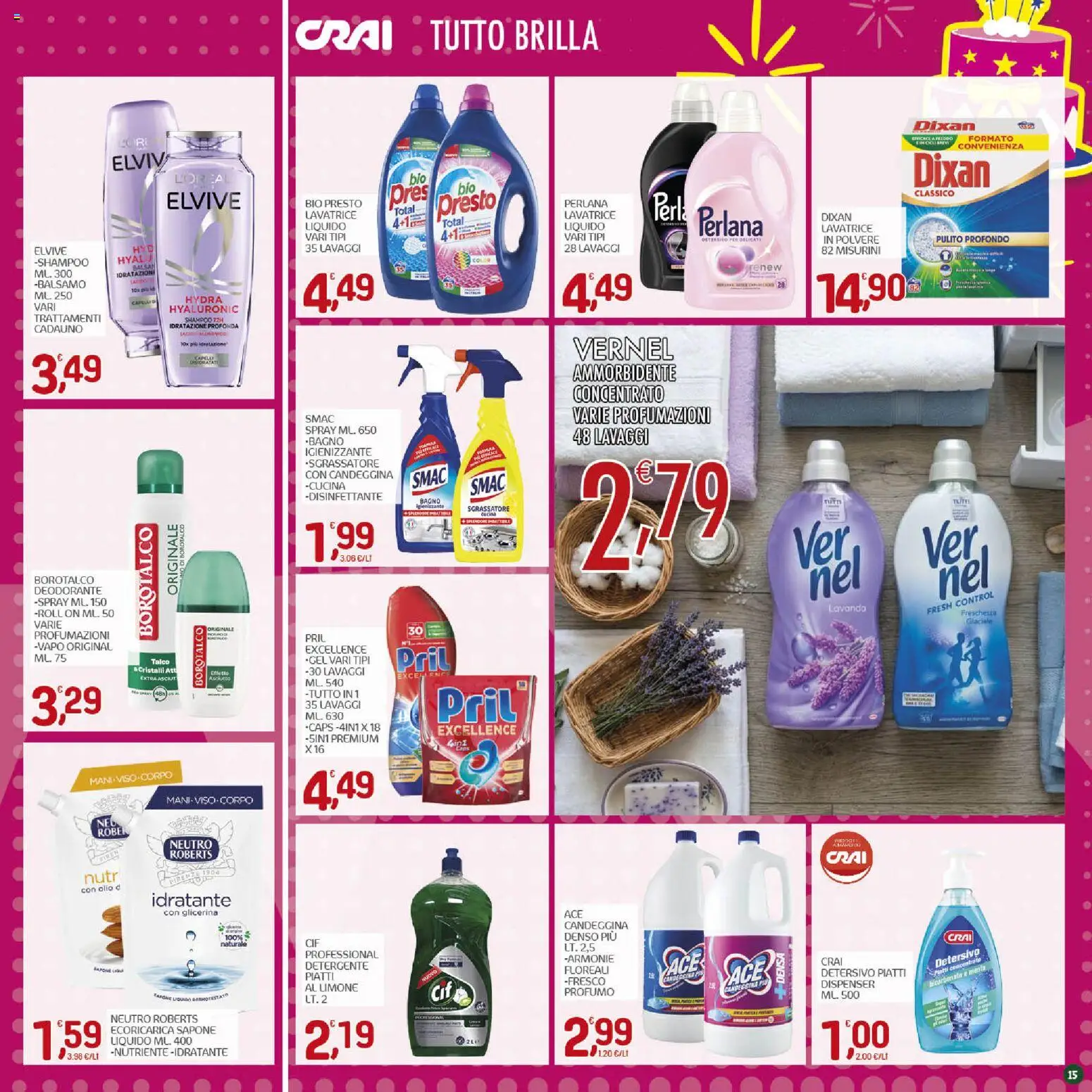 Volantino CRAI del 01/10/2026 | Pagina: 15 | Prodotti: Limone, Lavatrice, Bagno, Profumo