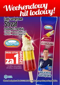 Pogląd oferty "Prim Market promocja - Lody Strzał (Wojciech Szczesny) Koral" - ważna od 11.09.2026