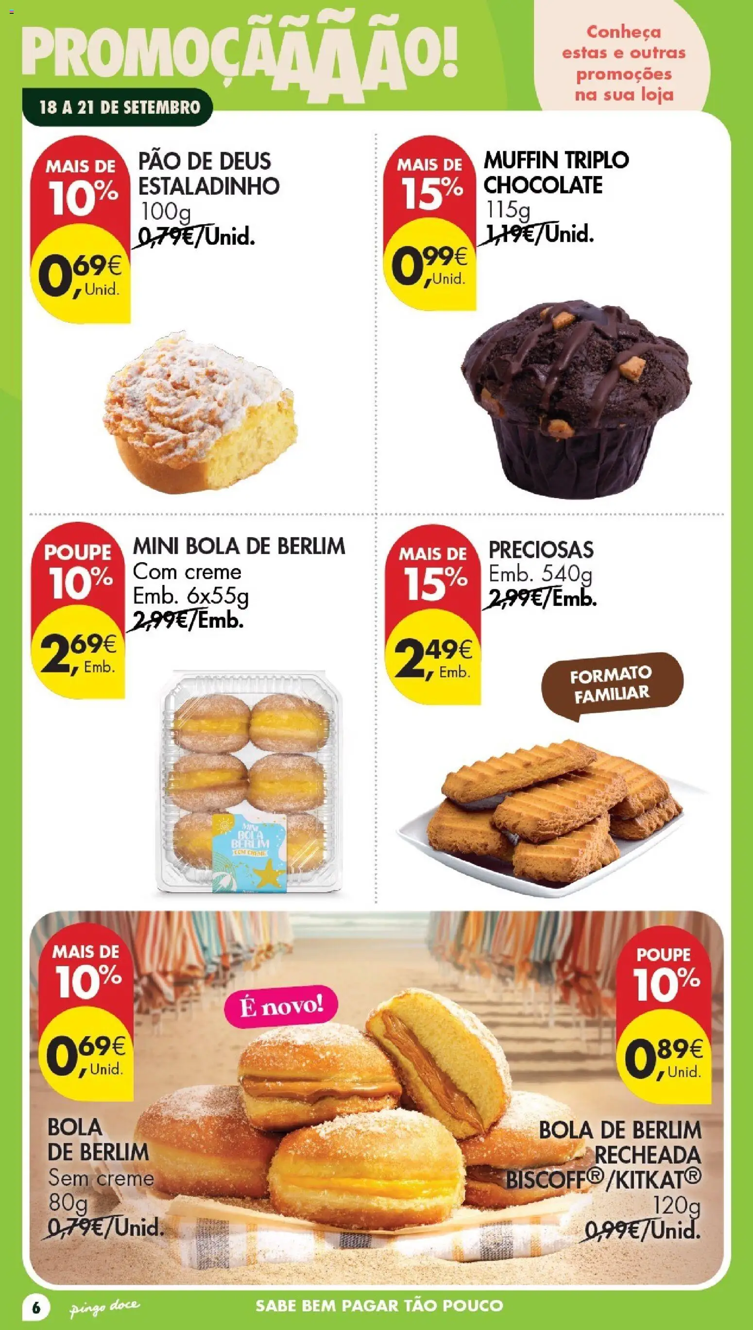 Pingo Doce Poupe este Fim de Semana │ válido de 18/09/2026 | Página: 6 | Produtos: Pão, Chocolate, Bola de Berlim, Creme