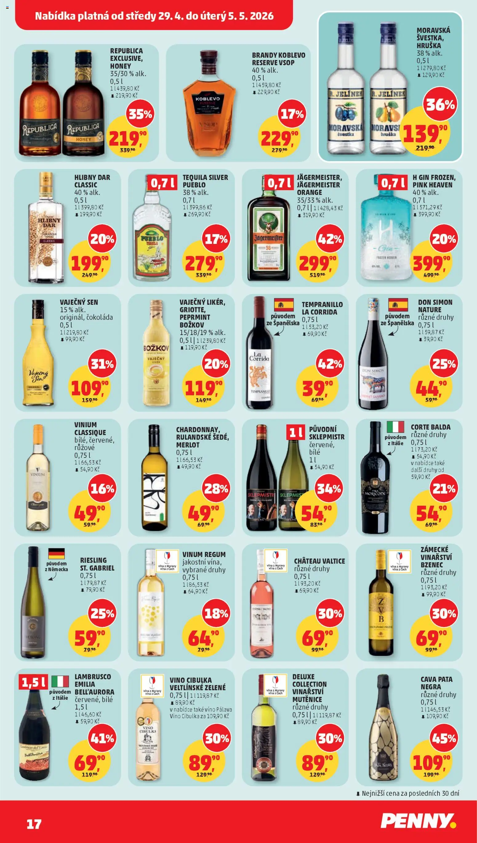 Penny Market leták od 29.04.2026 | Strana: 17 | Produkty: Jägermeister, Gin, Tequila, Republica