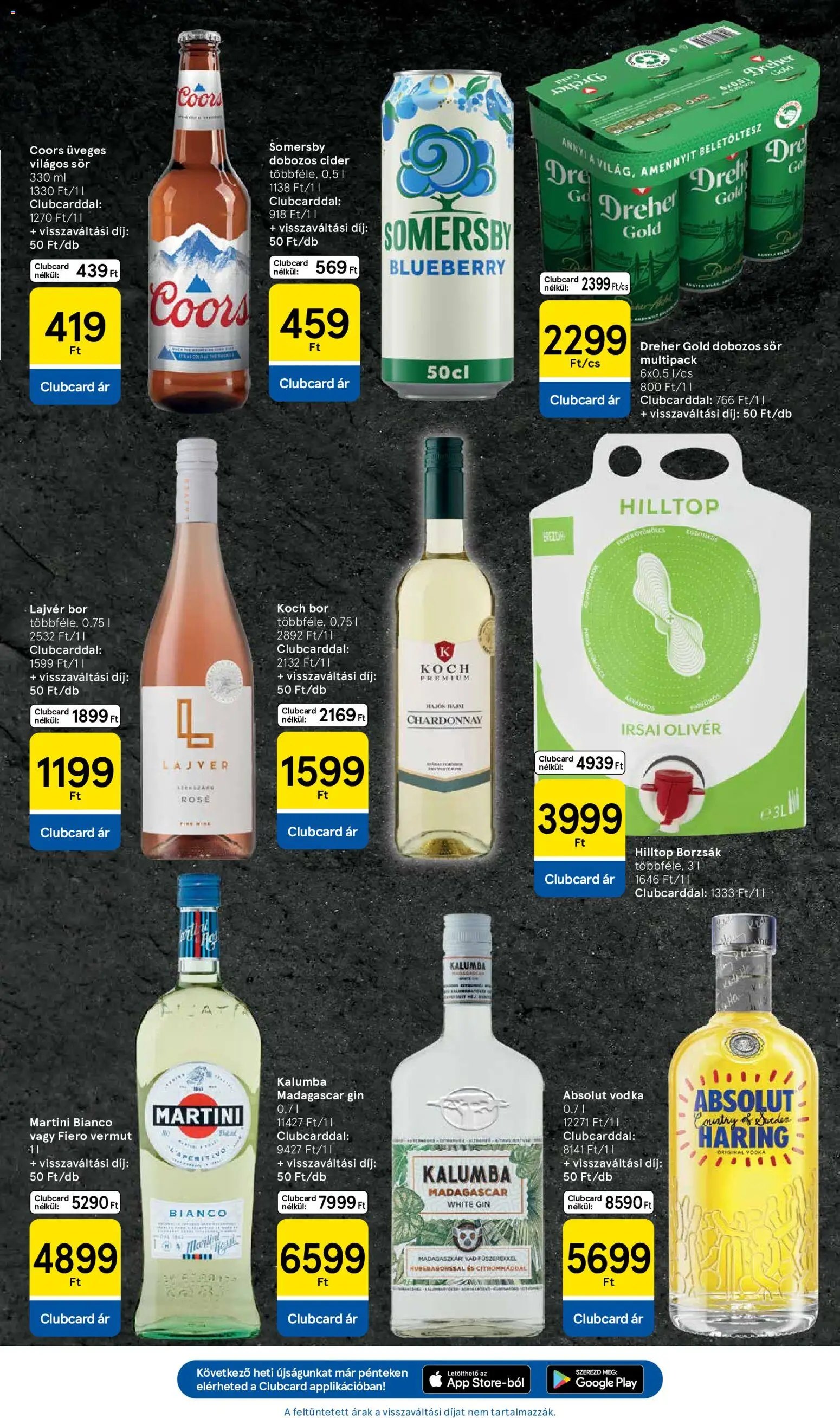 Tesco akciós ujság - amely érvényes a következő dátumtól: 21.05.2026 | Oldal: 11 | Termékek: Absolut vodka, Sör, Martini bianco, Vodka