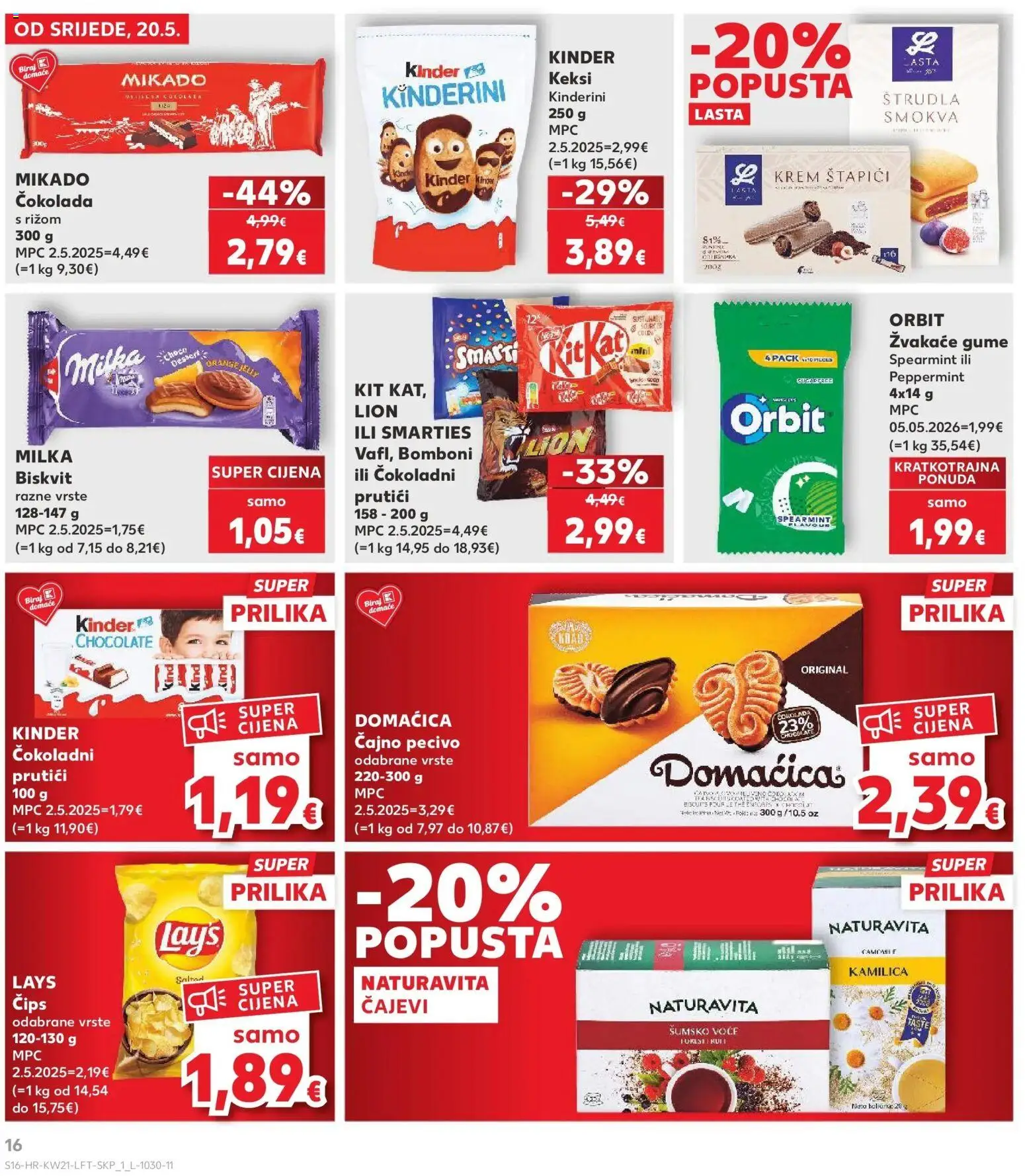 Kaufland katalog | vrijedi od 20.05.2026 | Stranica: 16 | Proizvodi: Keksi, Bomboni, Štapići, Pecivo