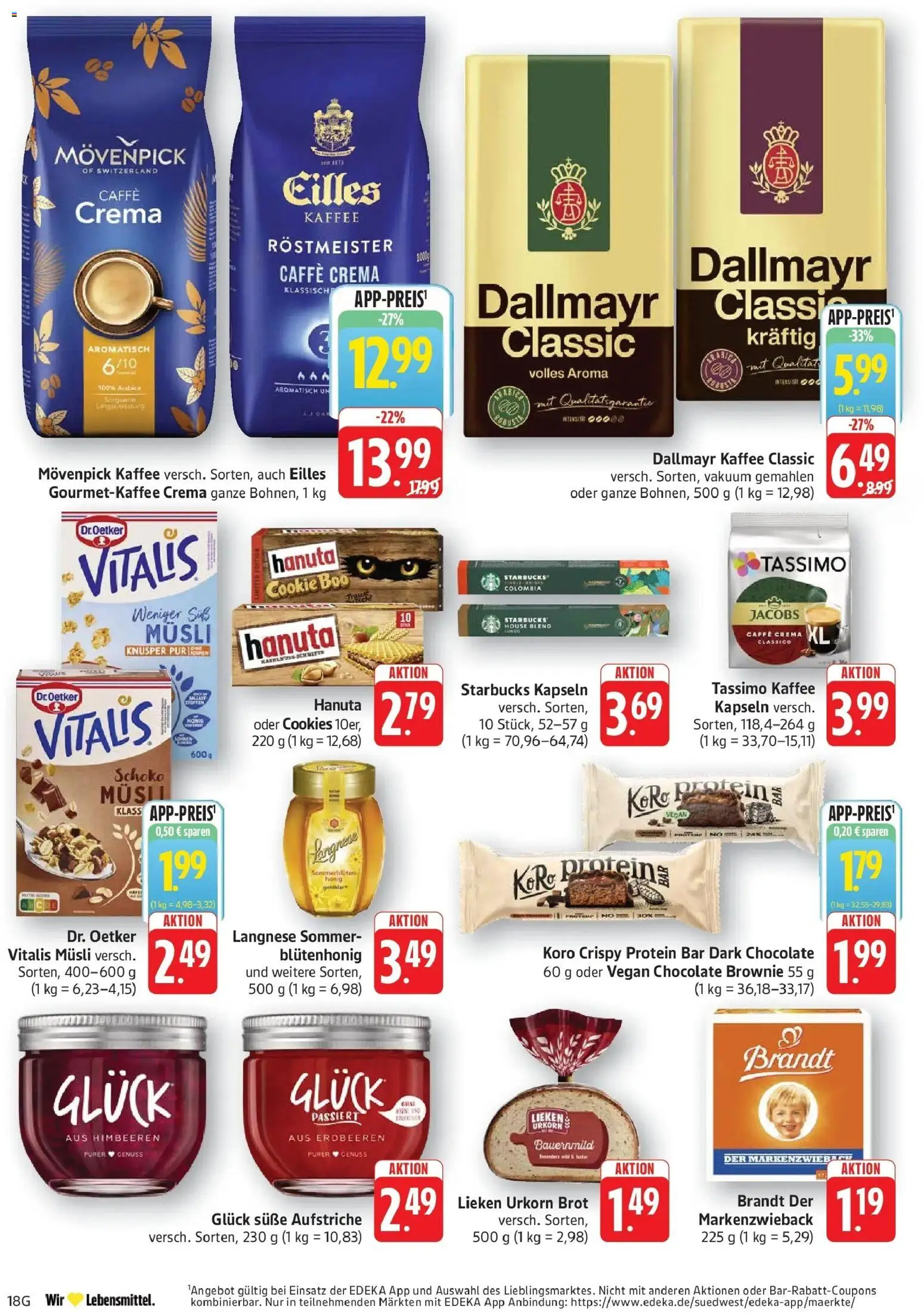 Edeka Prospekt Eislingen (ab 12.10.2026) » Angebote Online | Seite: 18 | Produkte: Musli, Dallmayr, Movenpick kaffee, Tassimo