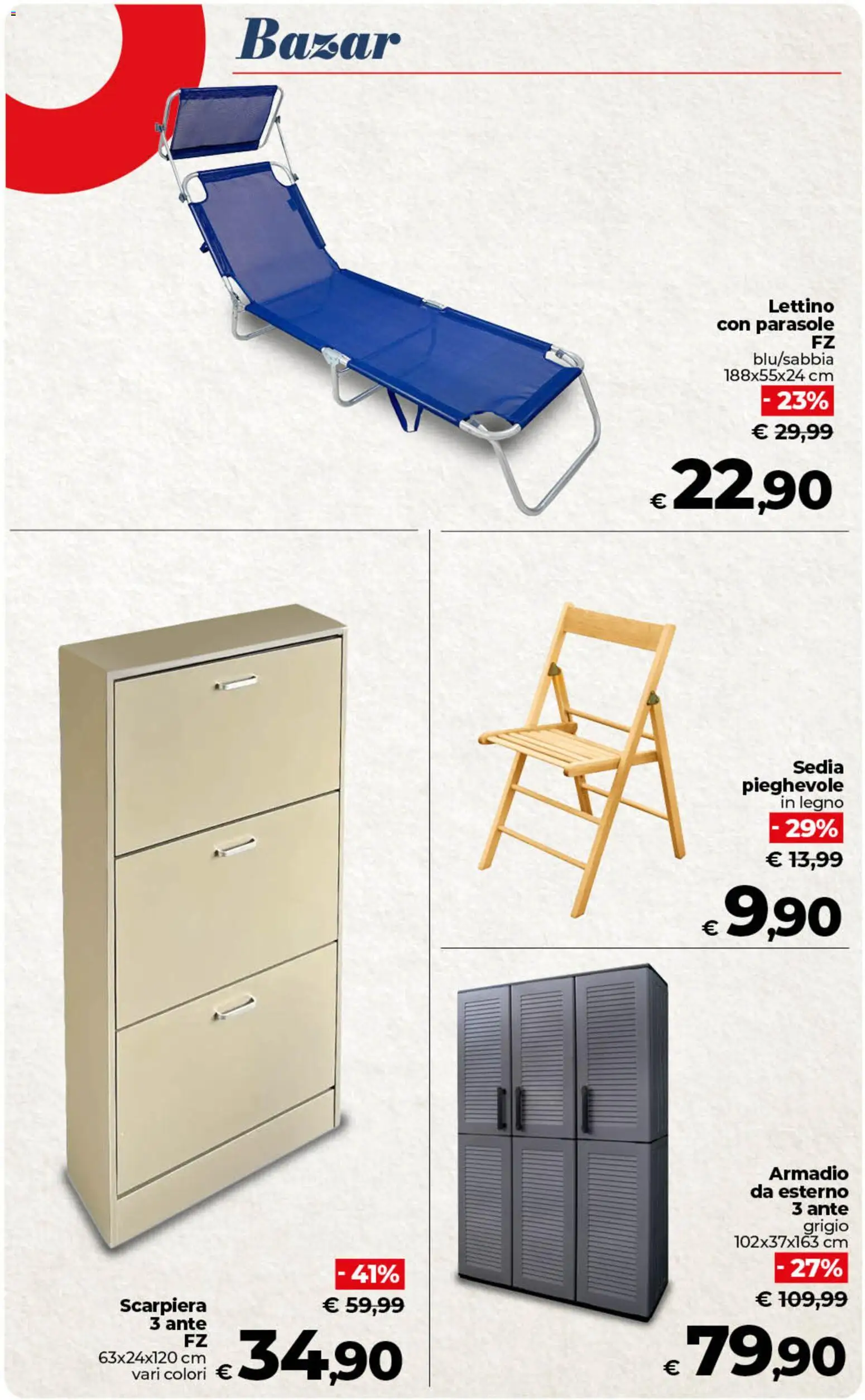 Volantino COOP del 18.06.2026 | Pagina: 38 | Prodotti: Lettino, Scarpiera, Armadio, Sedia