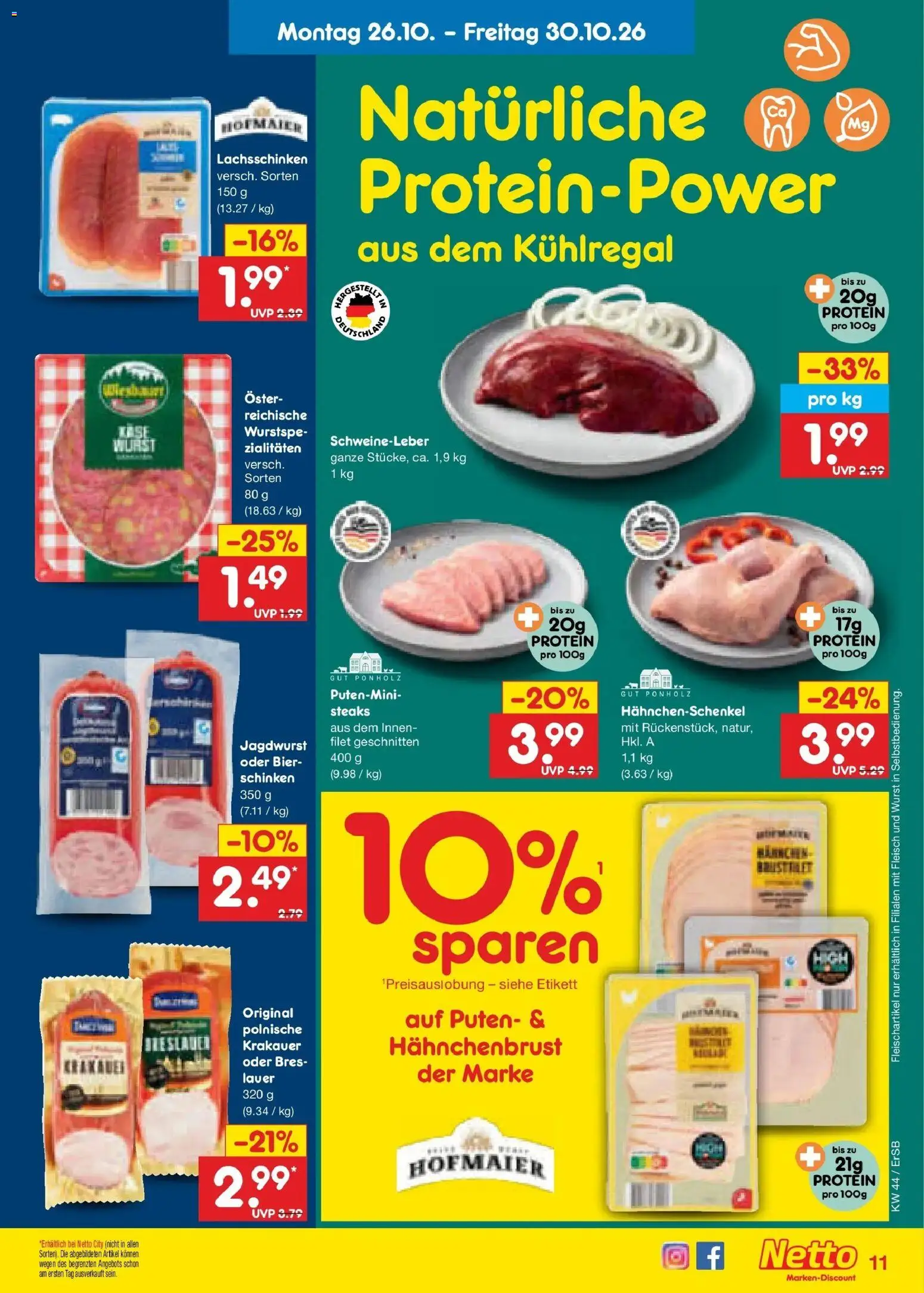 Netto Marken-Discount Prospekt Naumburg – gültig ab 26.10.2026 | Seite: 23 | Produkte: Bier, Wurst, Schinken, Hahnchenbrust
