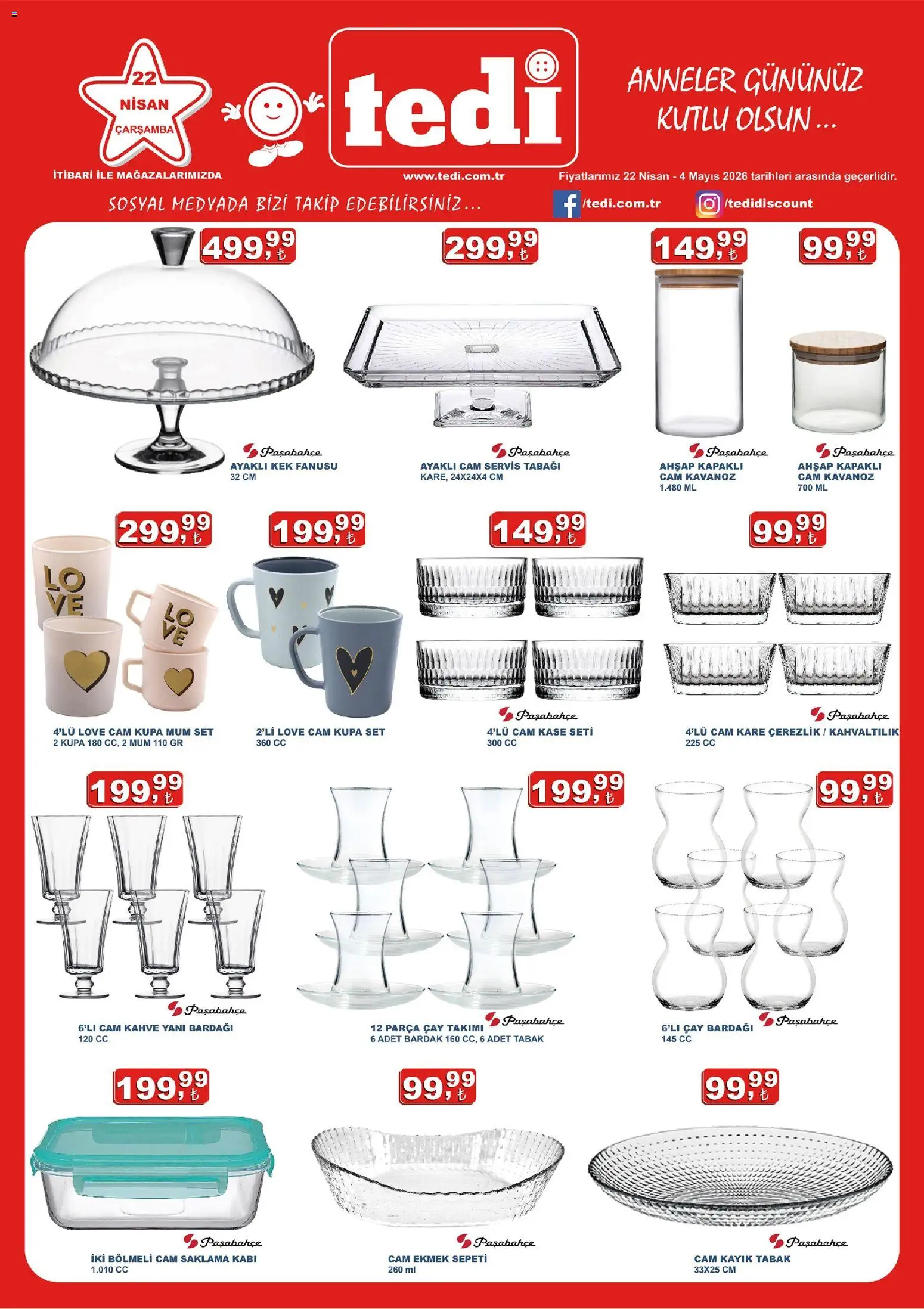 Tedi  Katalog - 22.04.2026 tarihinden itibaren geçerlidir | Sayfa: 1 | Ürünler: Ekmek, Çay, Zselatin, Çay bardağı