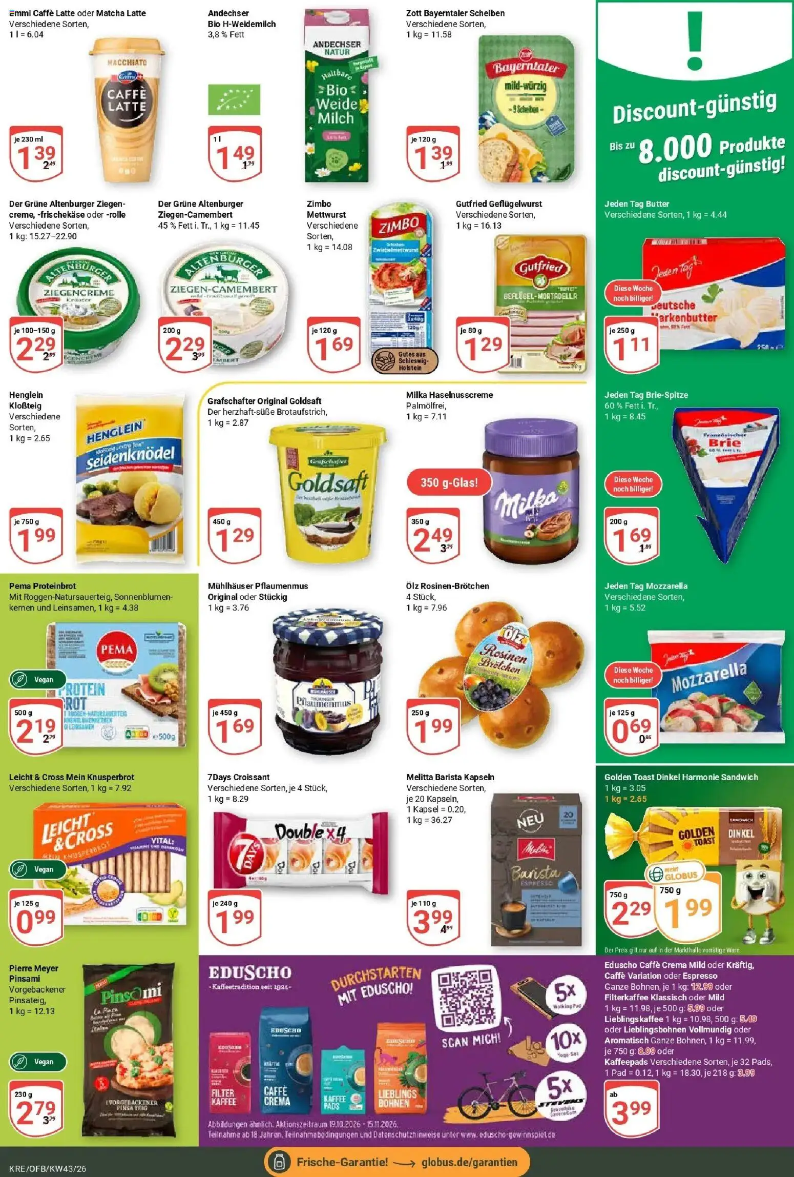 Globus Prospekt Krefeld (ab 19.10.2026) » Angebote online | Seite: 12 | Produkte: Butter, Toast, Rosinen, Eduscho