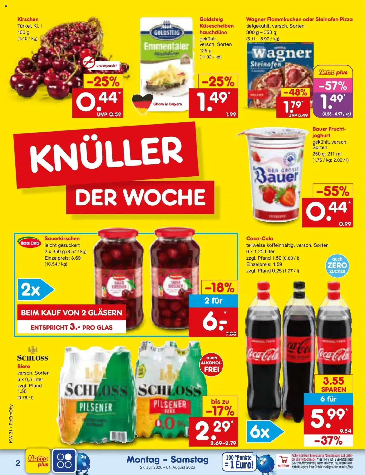 Netto Marken-Discount Prospekt Velden – gültig ab 27.07.2026 | Seite: 2 | Produkte: Coca cola, Cola, Joghurt, Kirschen