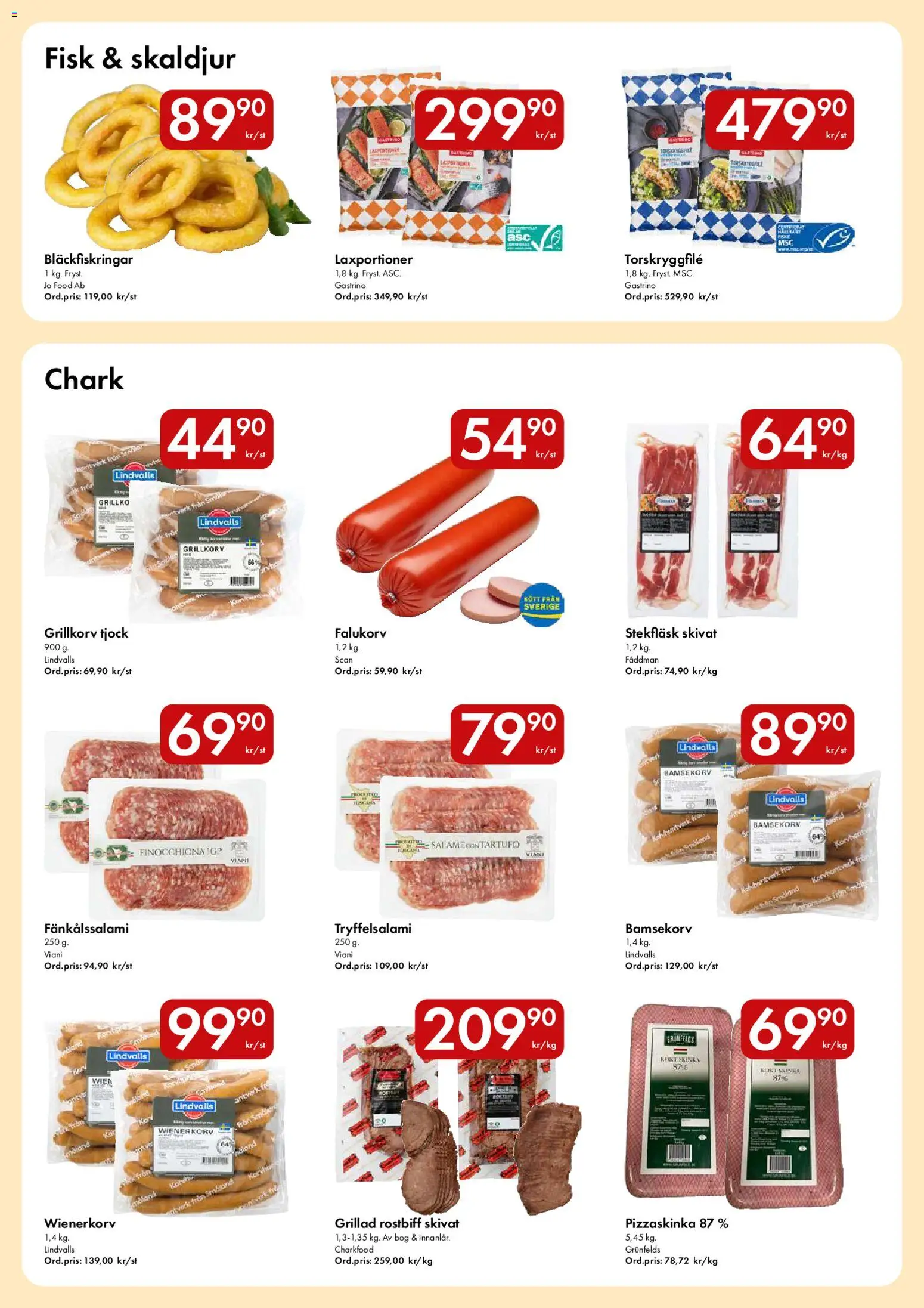 Snabbgross reklamblad aktuell från 10/08/2026 | Sida: 5 | Produkter: Skaldjur, Fisk, Grillkorv, Wienerkorv