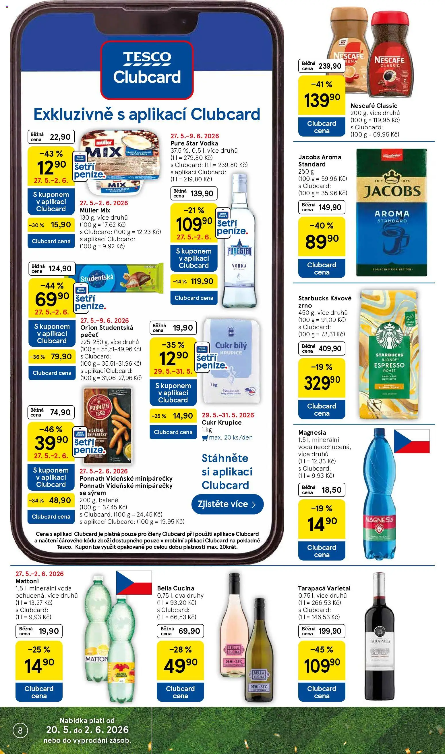 Tesco leták - Hypermarket od 27.05.2026 | Strana: 8 | Produkty: Voda, Magnesia, Cukr, Minerální voda