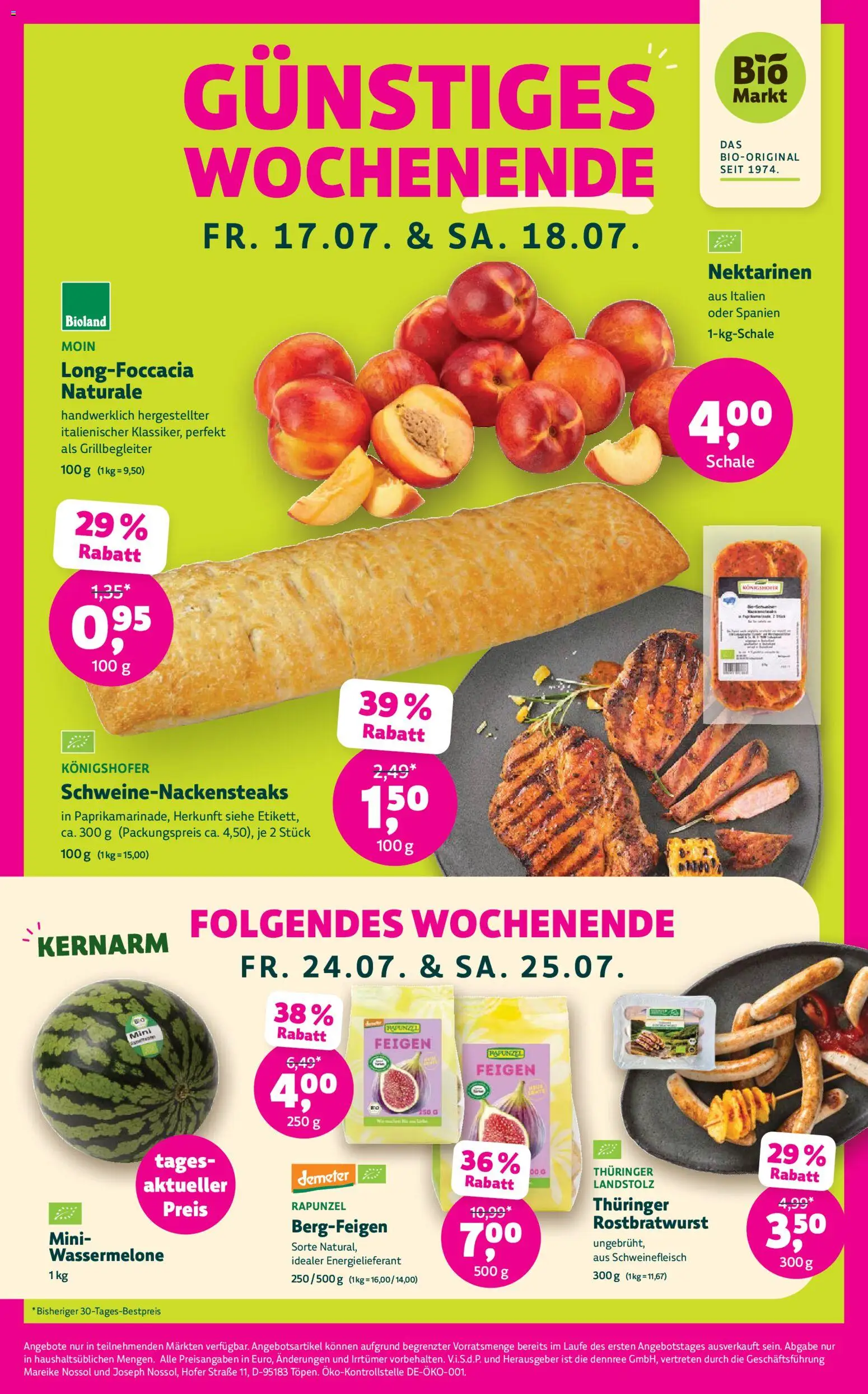BioMarkt Prospekt – gültig ab 15.07.2026 | Seite: 4 | Produkte: Nektarinen, Wassermelone, Schweinefleisch, Feigen