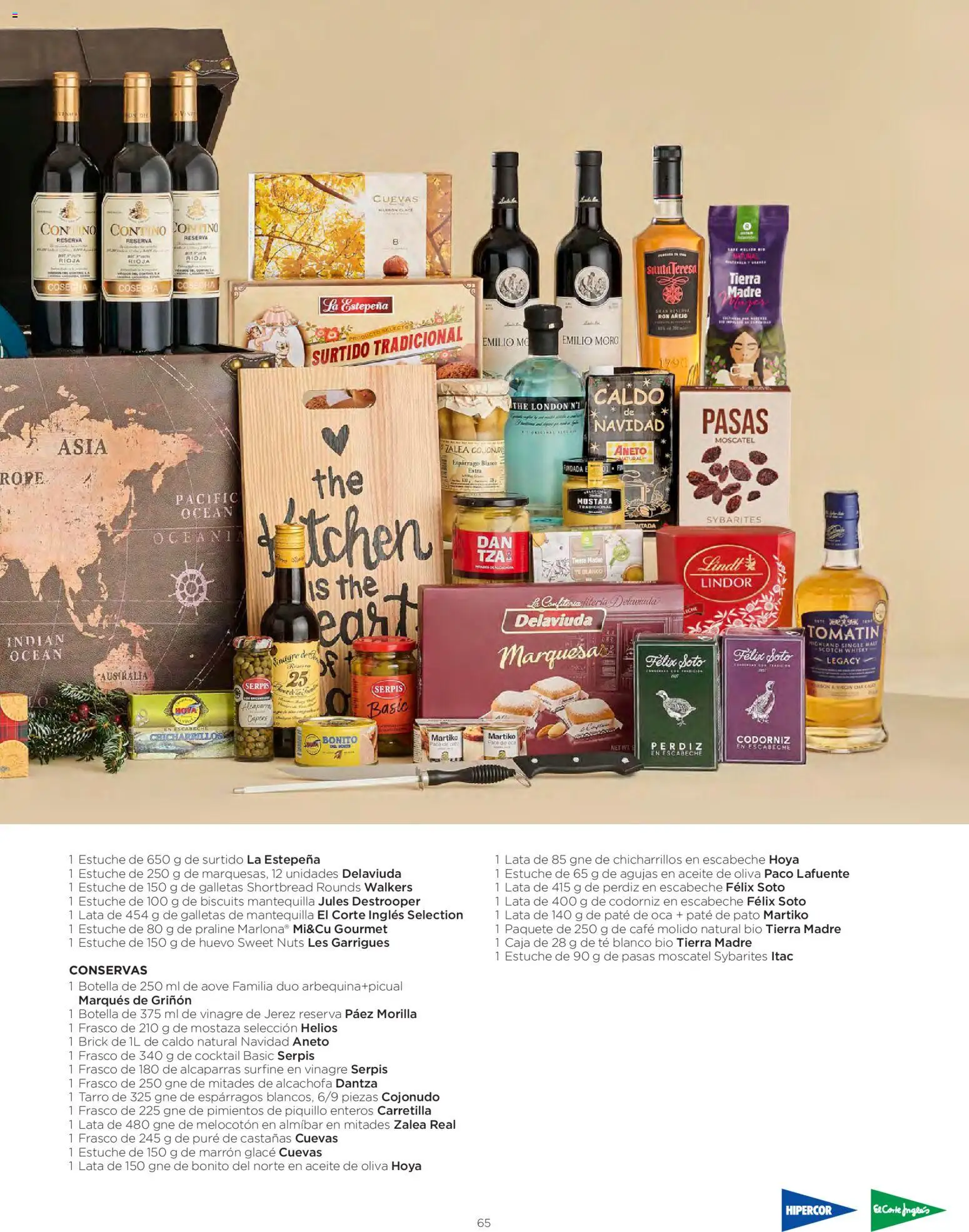 El Corte Inglés Cestas Navidad 2026 │ válido desde el 08/10/2026 | Página: 65 | Productos: Conservas, Café molido, Té blanco, Aceite de oliva