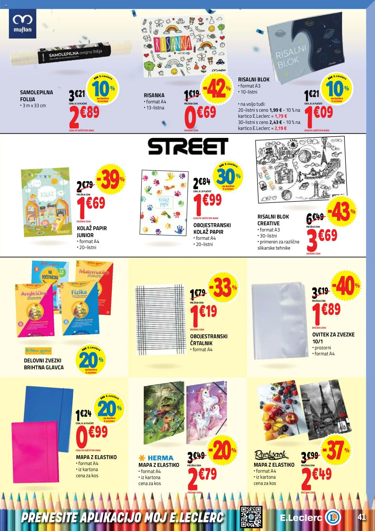 Novi E.leclerc katalog ponudbe – veljaven od 17.06.2026 | Stran: 41 | Izdelki: Kos, Folija, Mapa, Blok