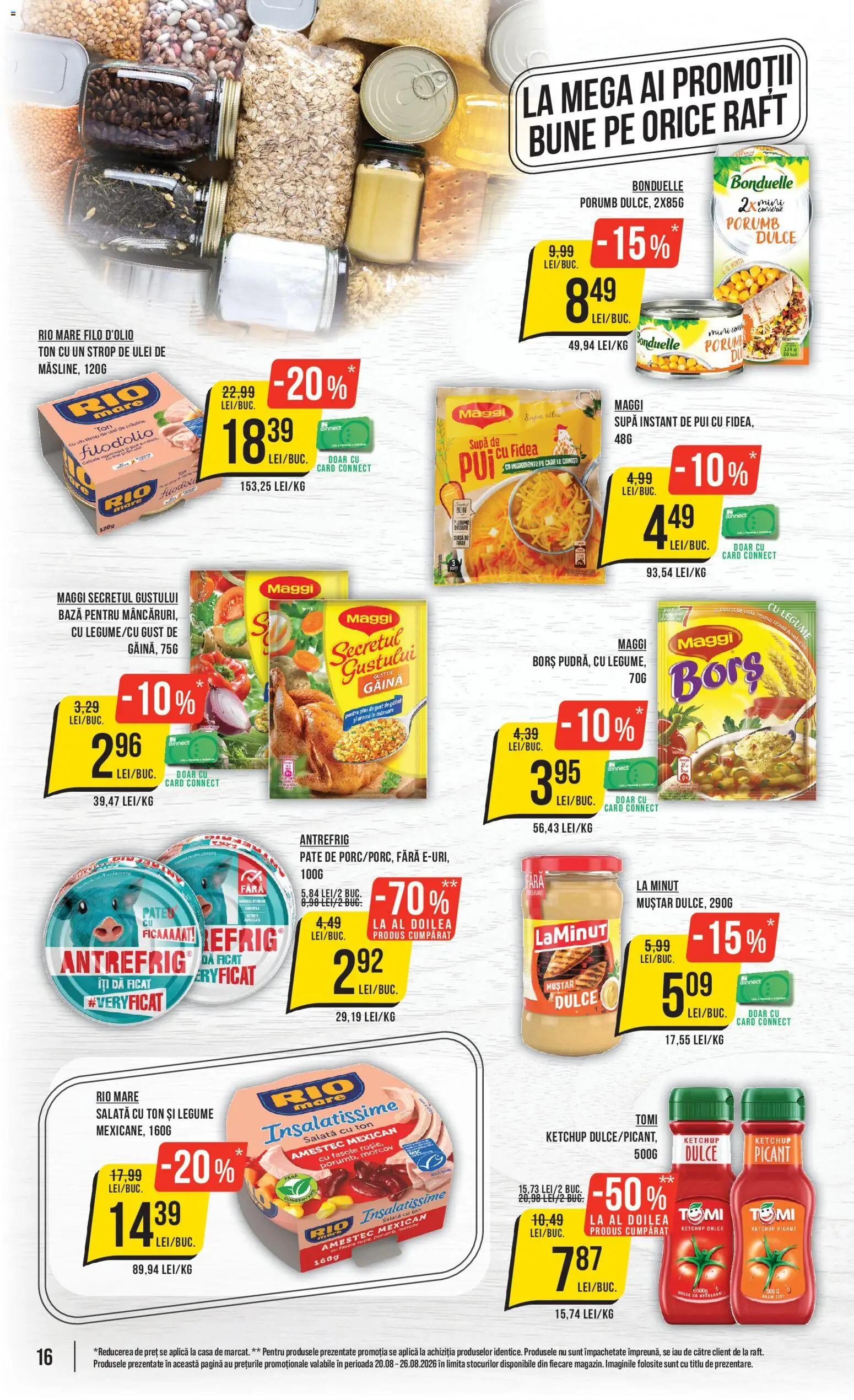 Noul catalog Mega Image – valabil de la 20.08.2026 | Pagină: 16 | Produse: Borș, Ulei, Salată, Porumb