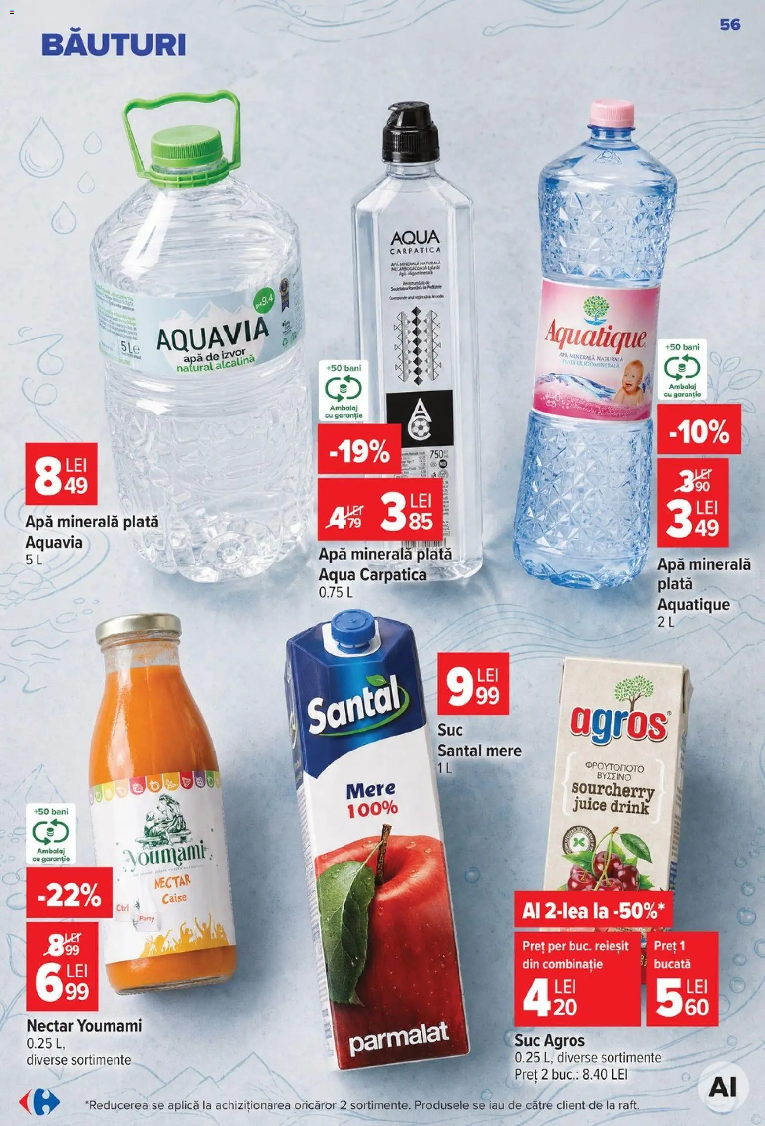 Noul catalog Carrefour – valabil de la 19.08.2026 | Pagină: 56 | Produse: Aplică, Apa minerala, Aqua, Apă